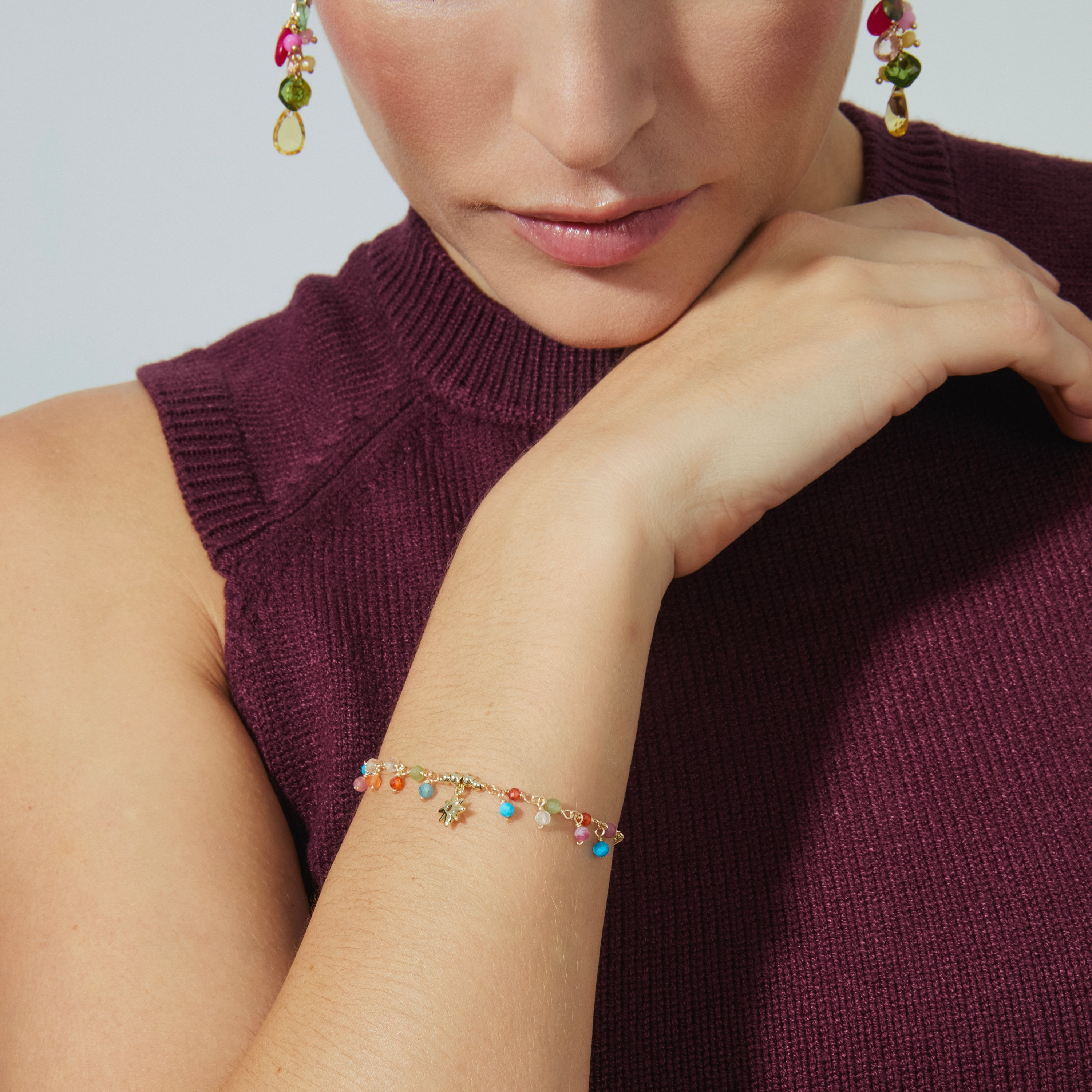 Pulsera de Cristal Multicolor acabada en oro amarillo de 18K - Wyrm