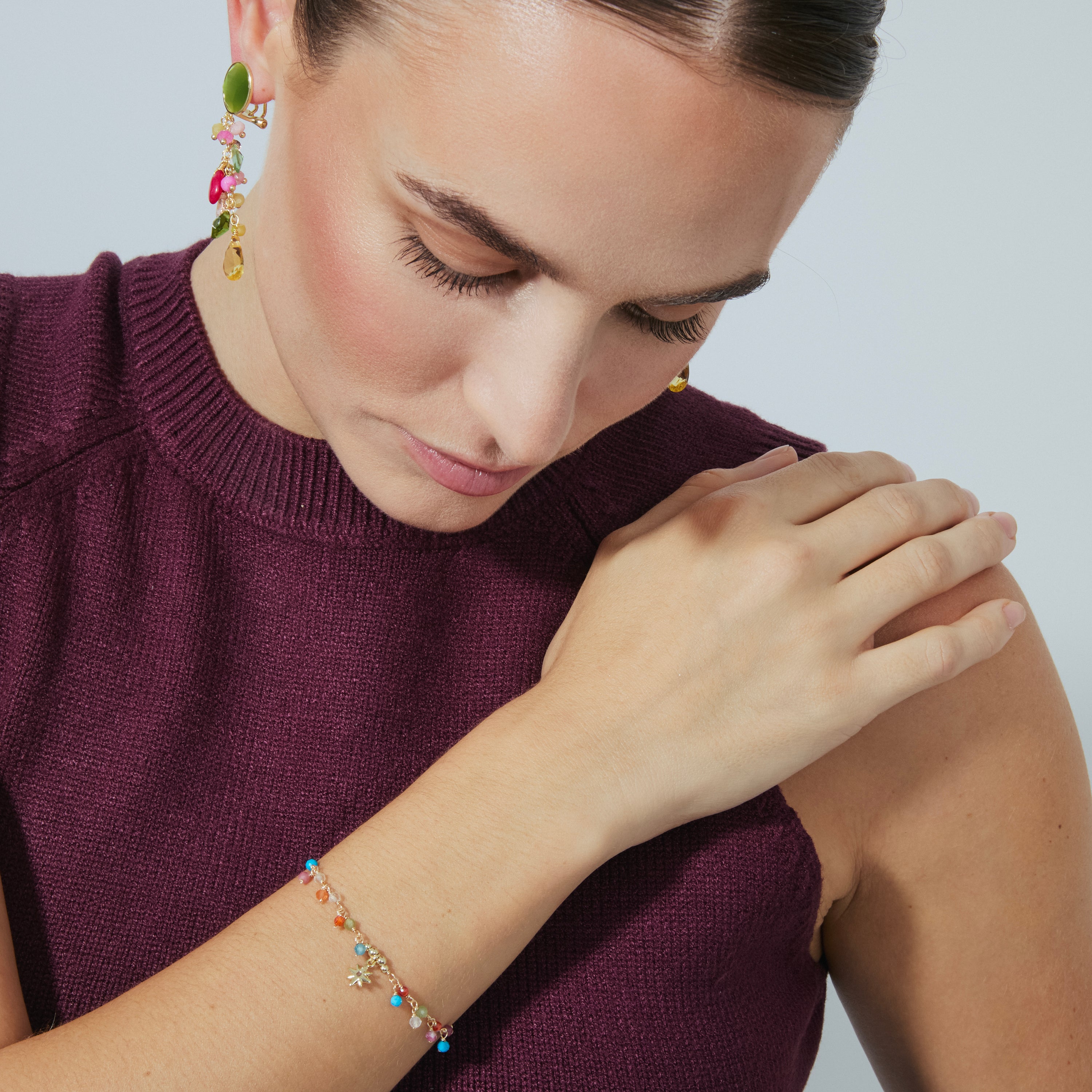 Pulsera de Cristal Multicolor acabada en oro amarillo de 18K - Wyrm