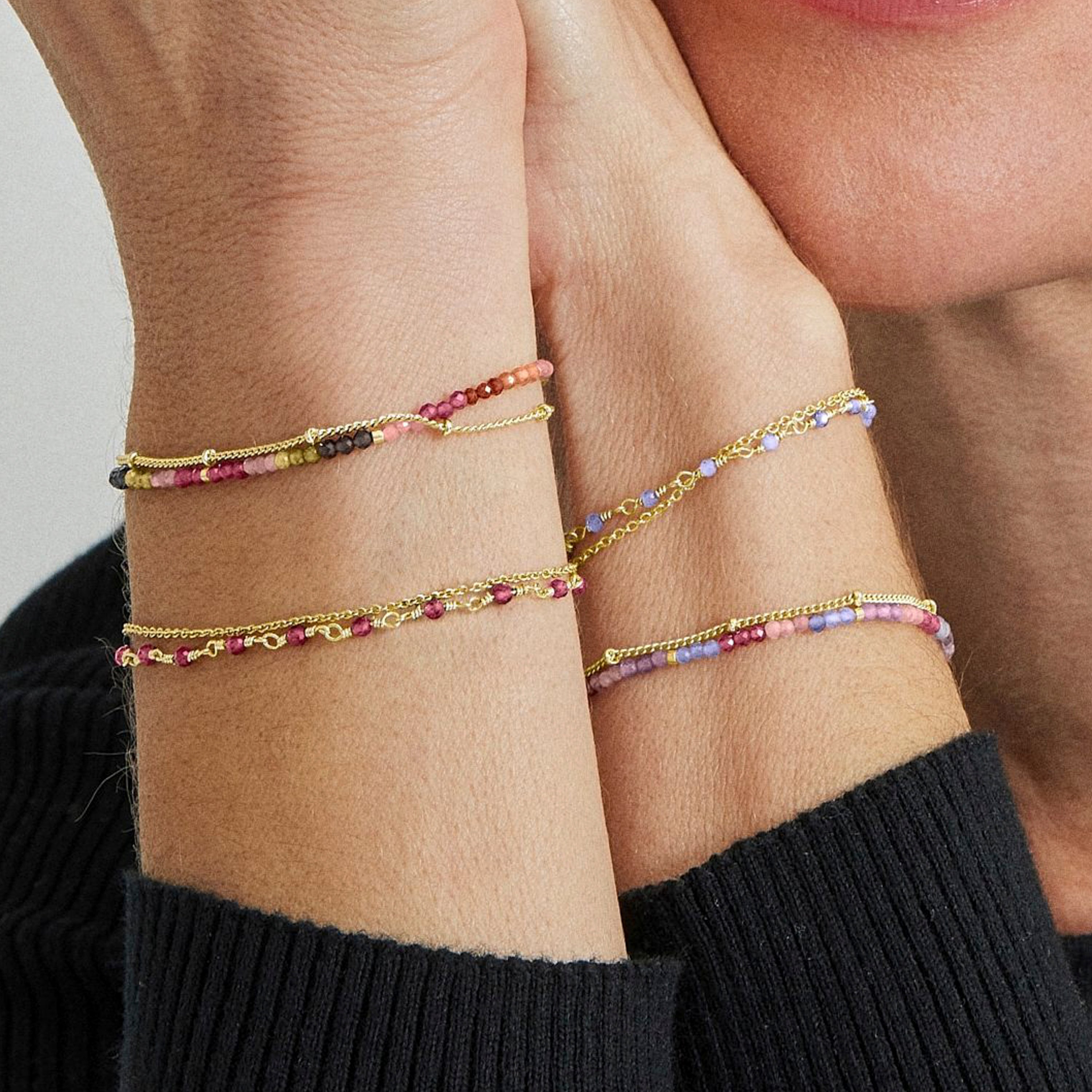 Pulseira de Turmalina Multicolor acabada em ouro amarelo 18K - Aiel