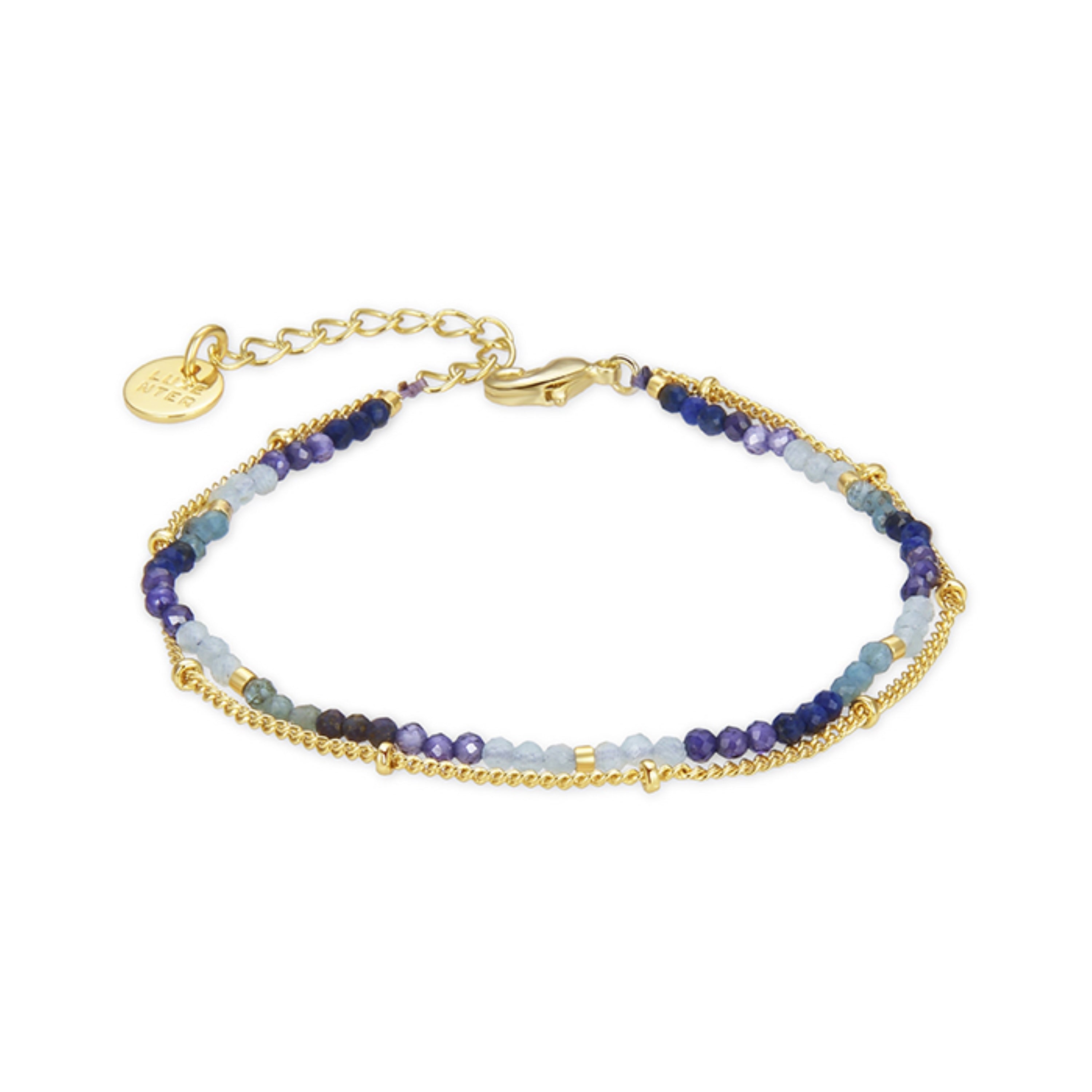 Bracciale in Cristallo Blu Scuro finito in oro giallo 18K - Aiel