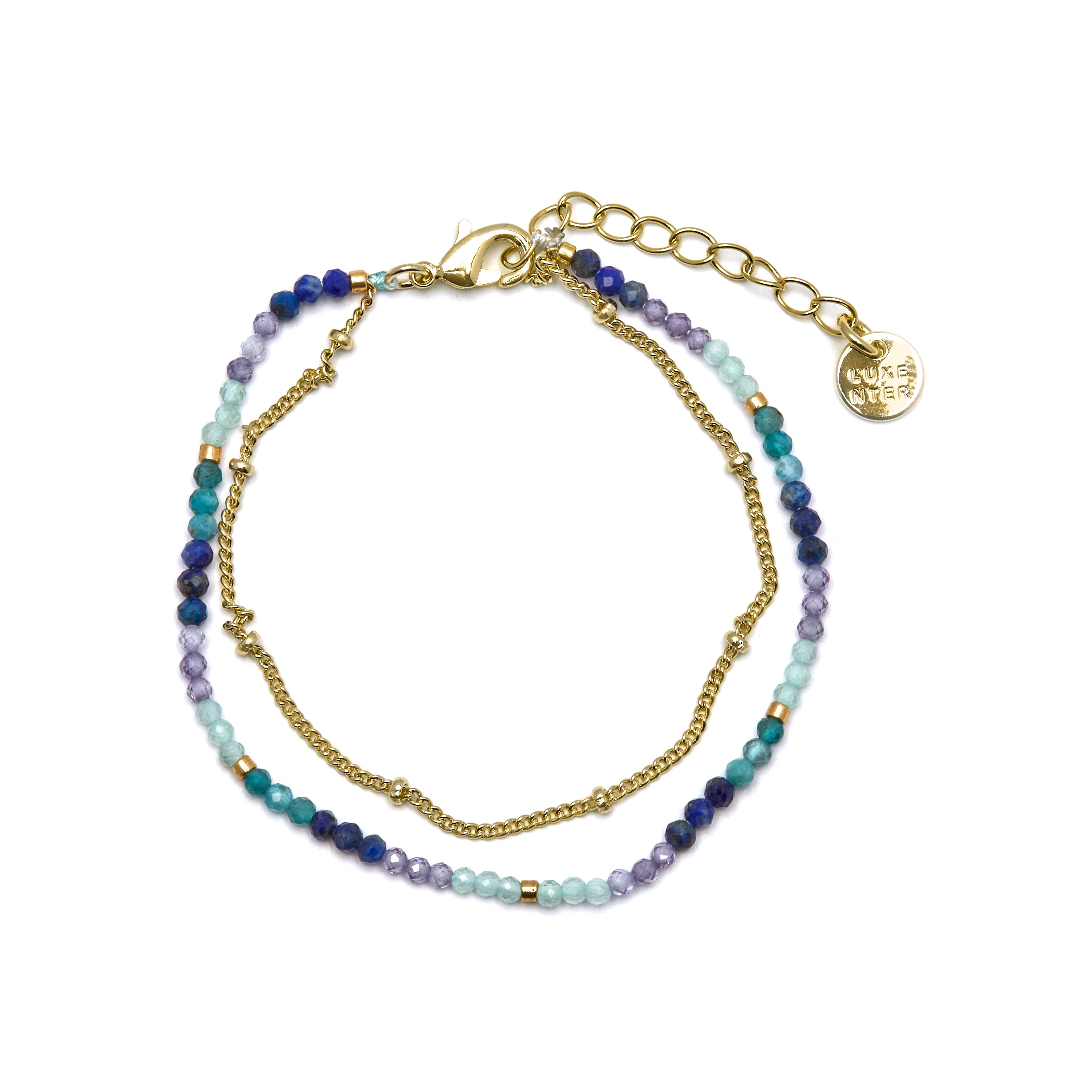 Bracciale in Cristallo Blu Scuro finito in oro giallo 18K - Aiel