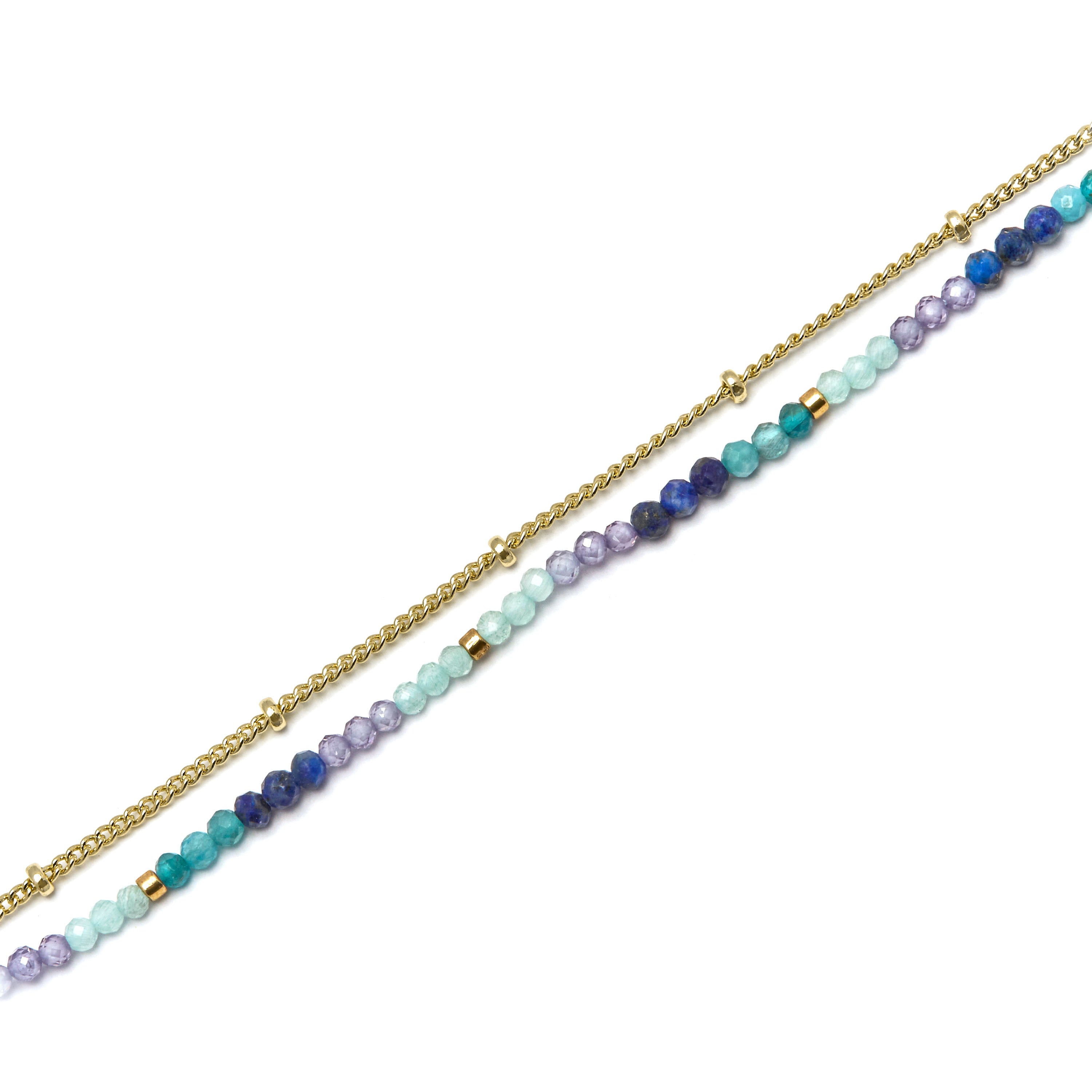 Bracciale in Cristallo Blu Scuro finito in oro giallo 18K - Aiel
