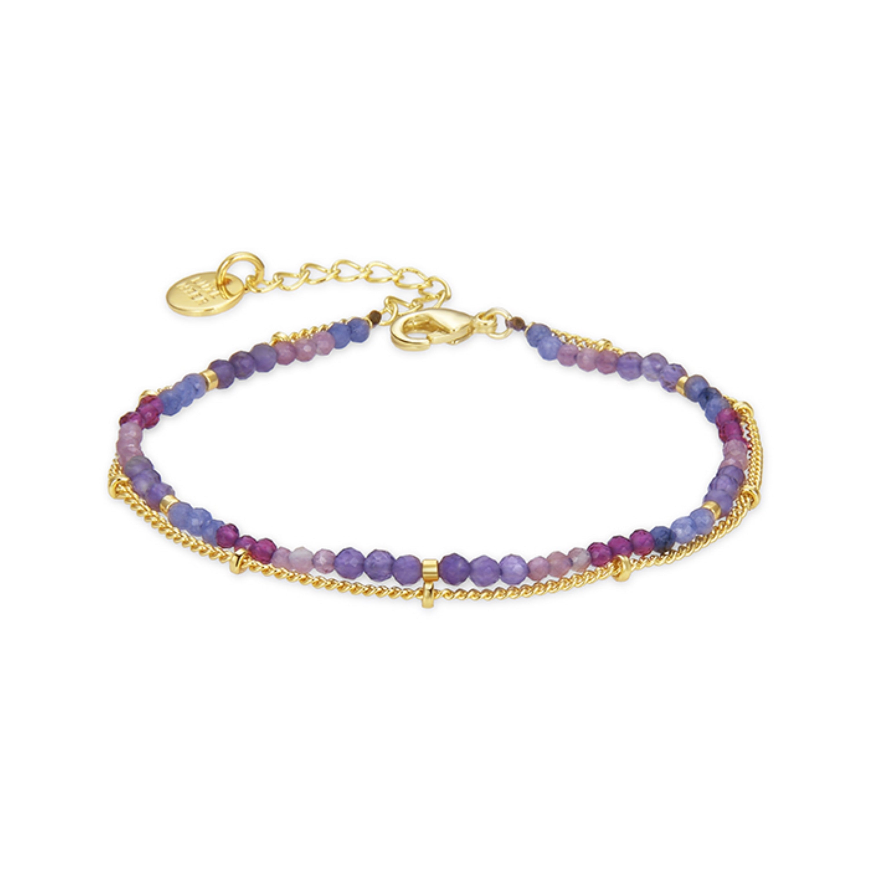 Pulsera de Cristal Morado acabada en oro amarillo 18K - Aiel