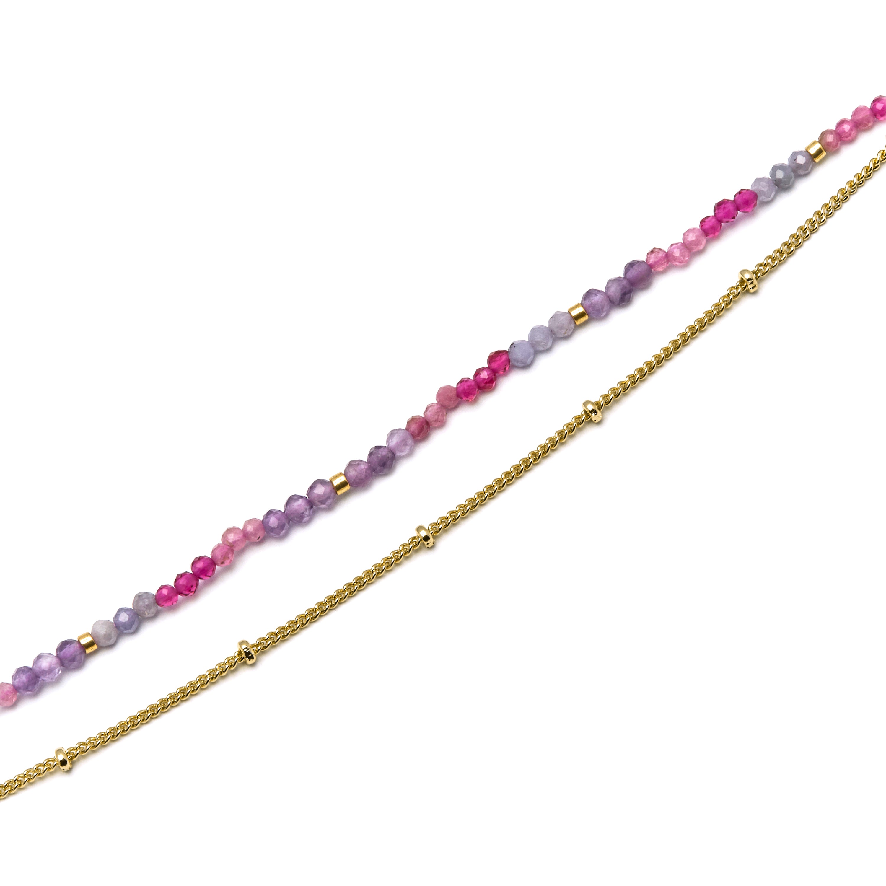 Pulsera de Cristal Morado acabada en oro amarillo 18K - Aiel