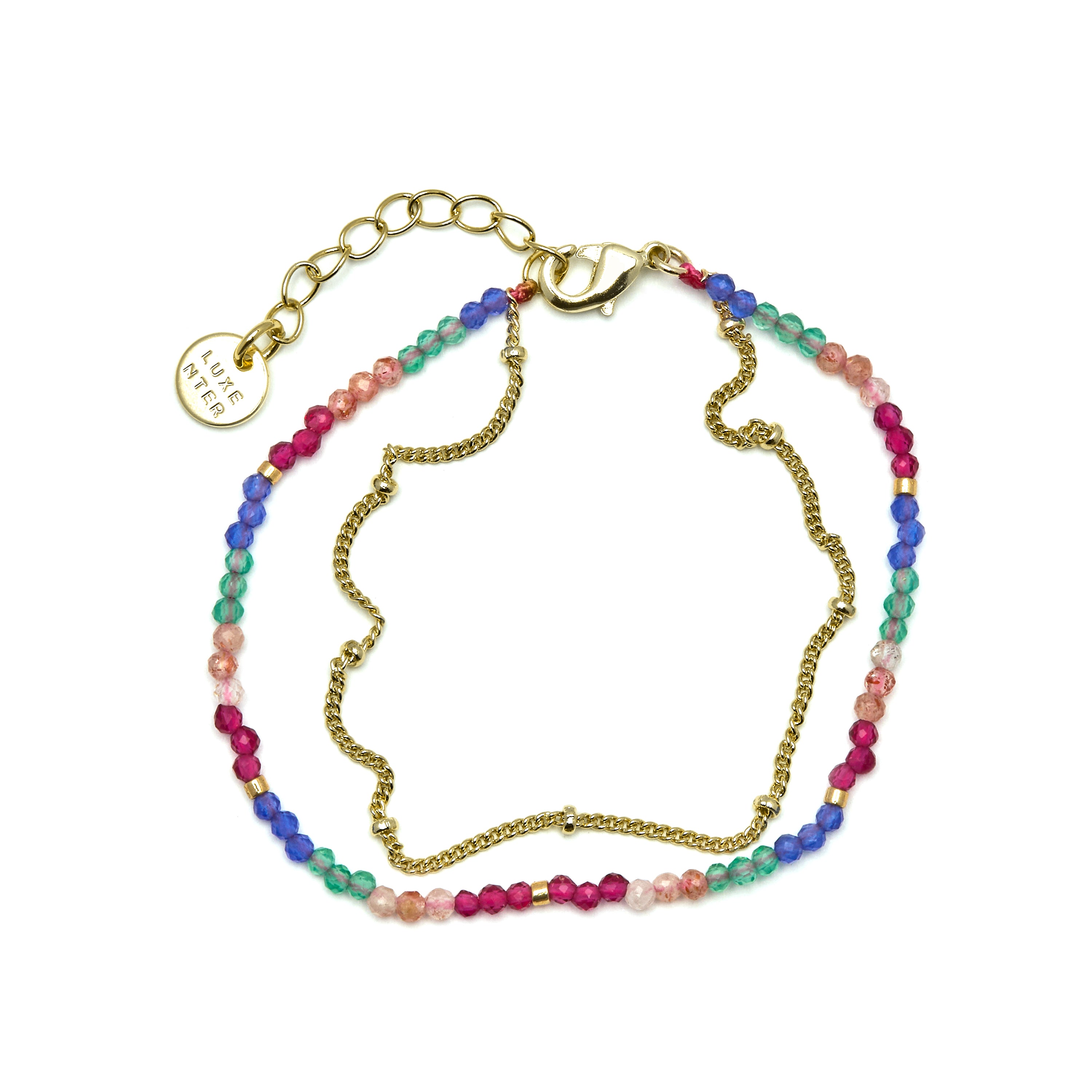 Pulsera de Cristal Multicolor acabada en oro amarillo 18K - Aiel