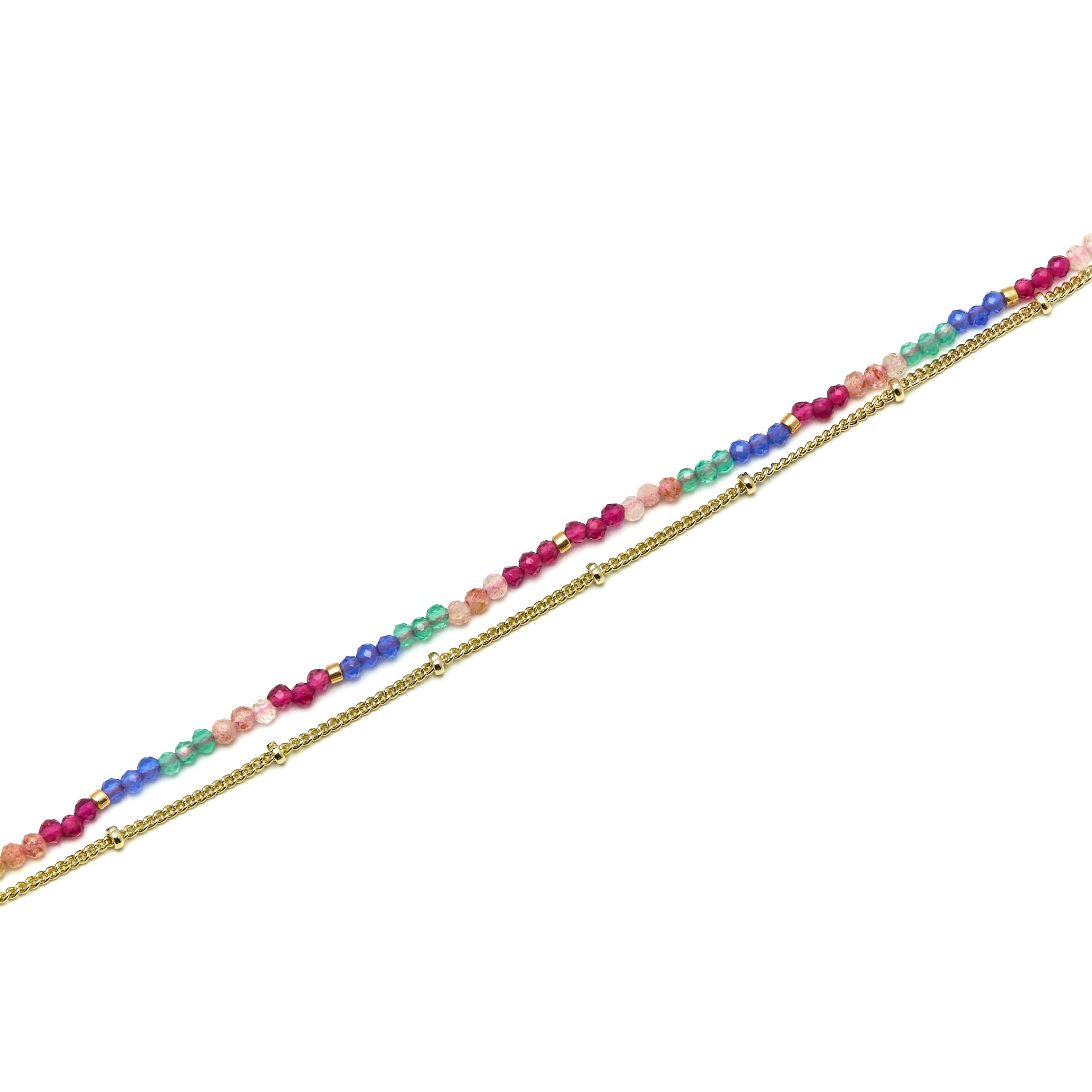 Pulsera de Cristal Multicolor acabada en oro amarillo 18K - Aiel