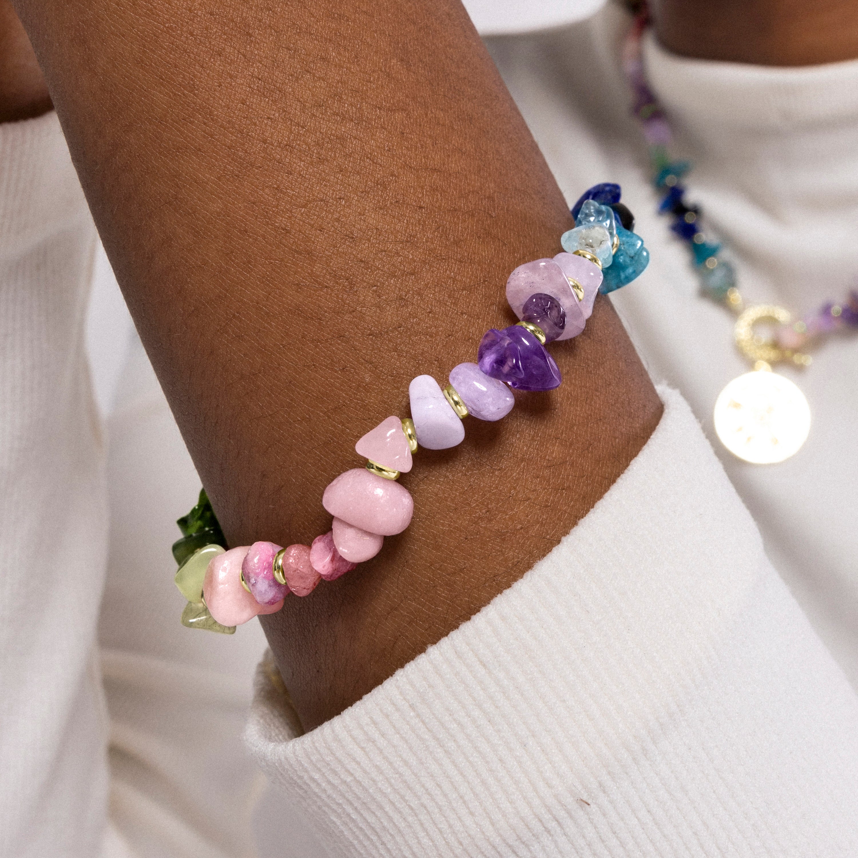 Bracciale in Fluorite finito in oro giallo 18K - Diri