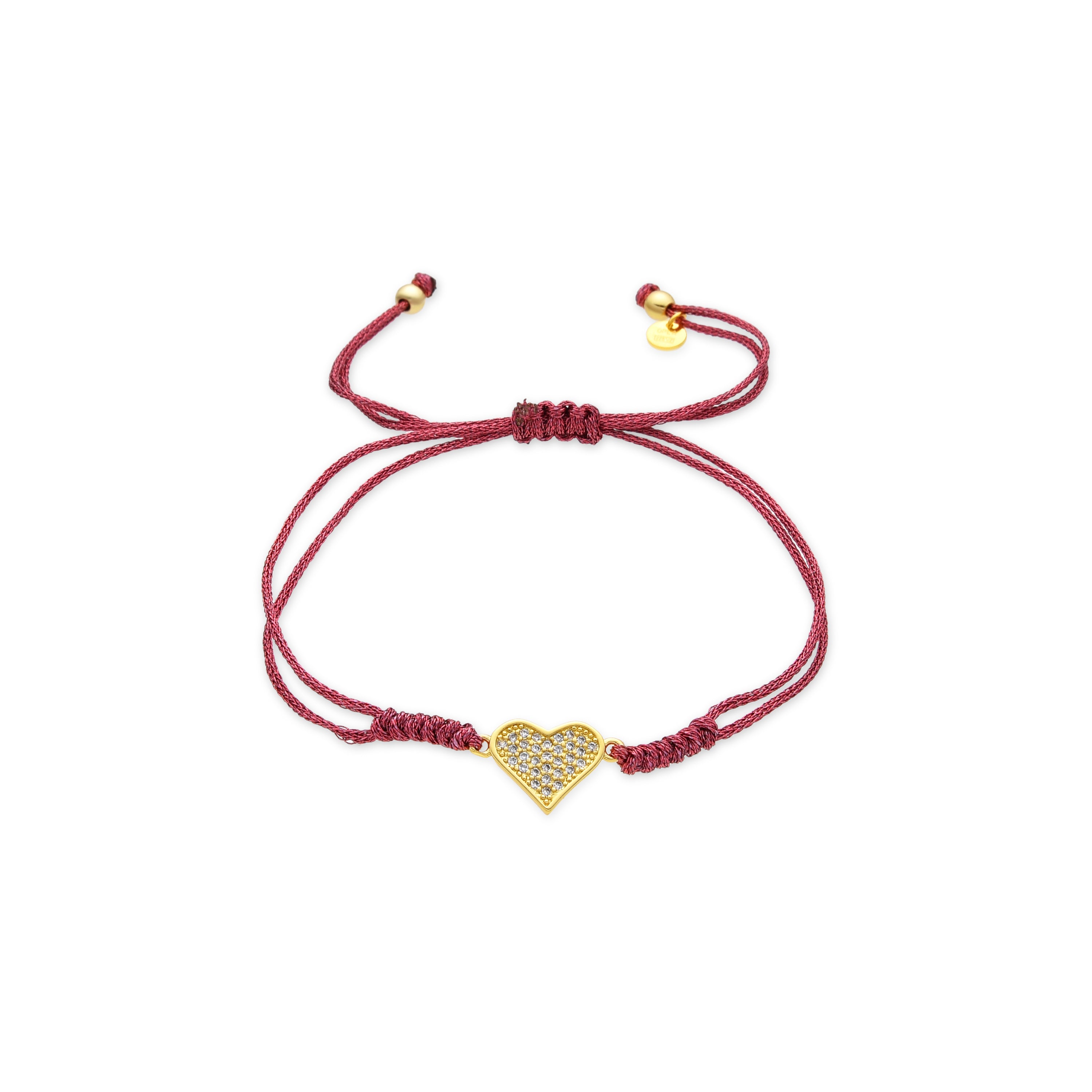 18k Yellow Gold Finish Bracelet with Brilliant Zirconia - Heart