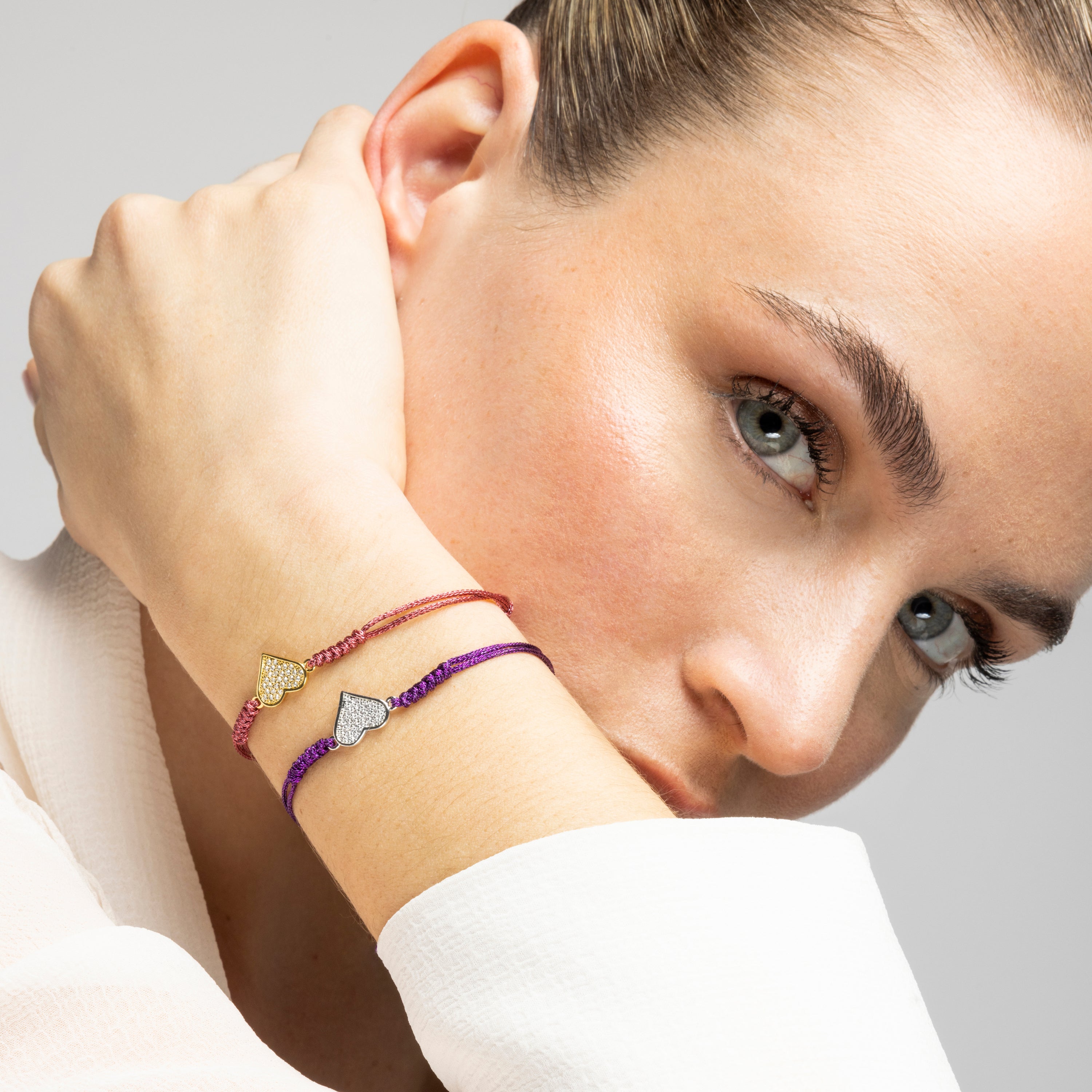 Bracelet finition or jaune 18k et zircon brillant - Heart