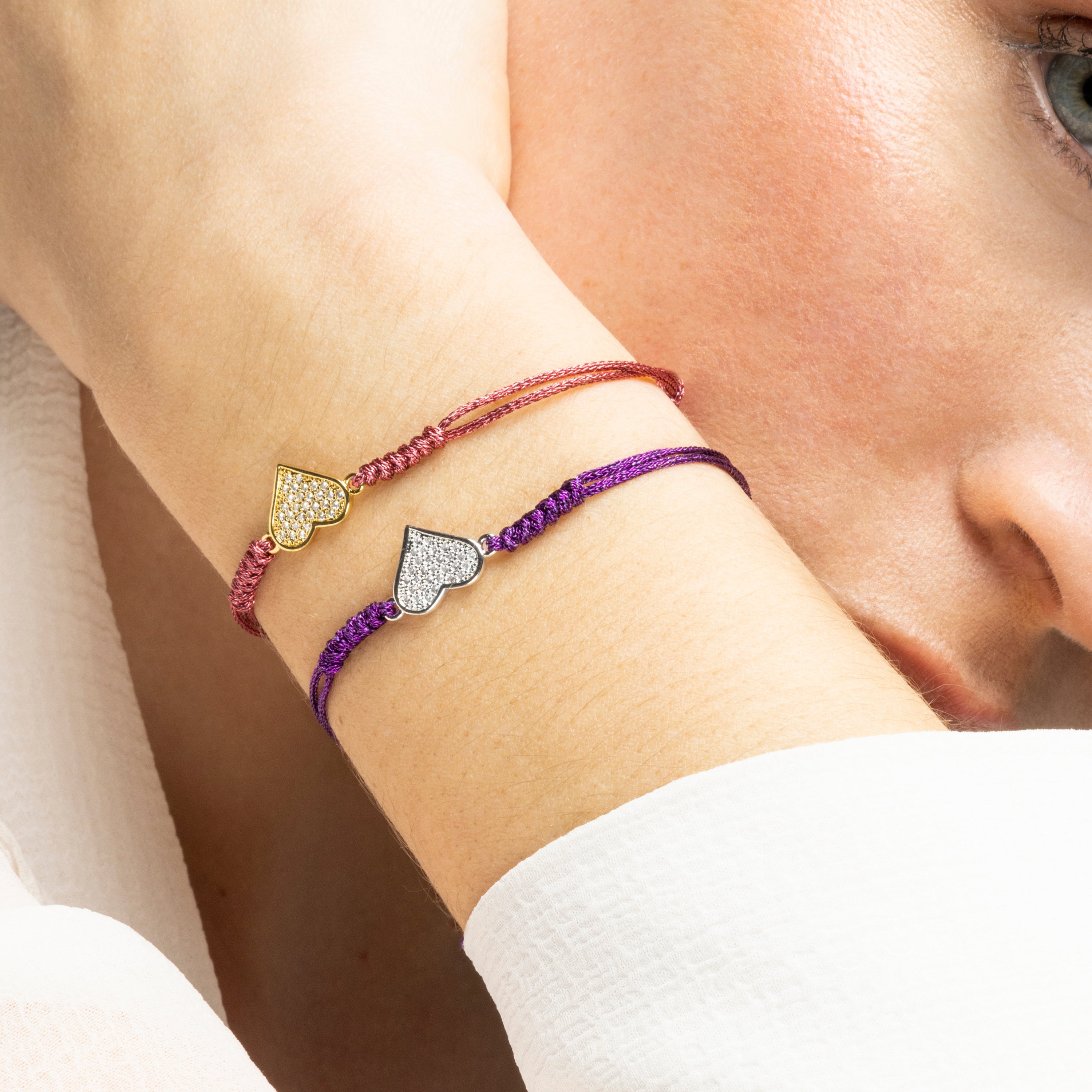 Bracelet finition or jaune 18k et zircon brillant - Heart