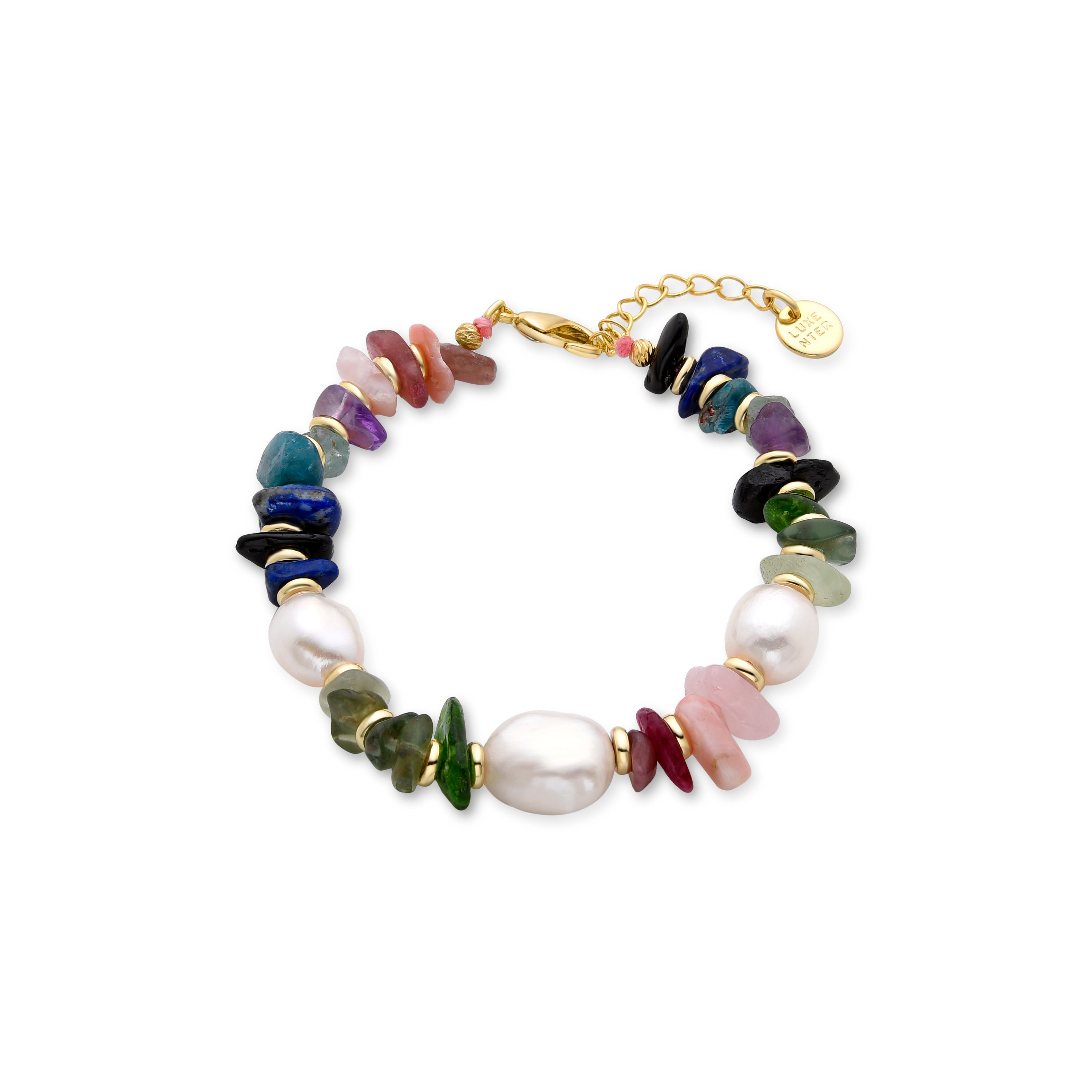 Pulseira de Pedra Natural Multicolor acabada em ouro amarelo 18K - Kasyo