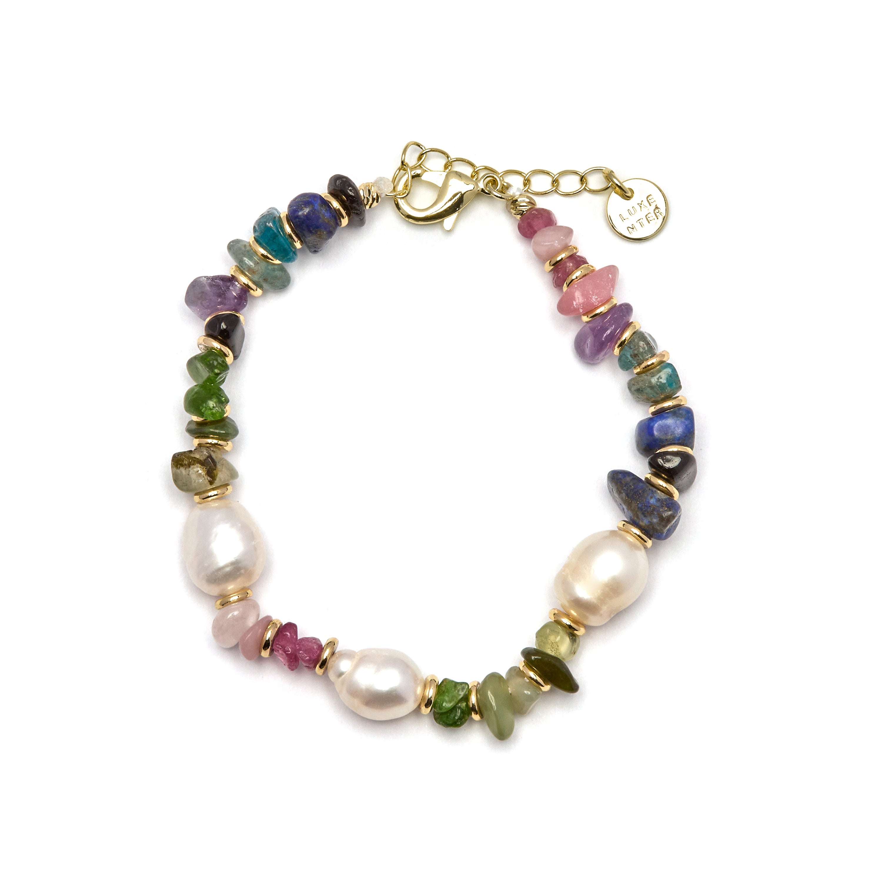 Pulsera de Multicolor Piedra Natural acabada en oro amarillo 18K - Kasyo
