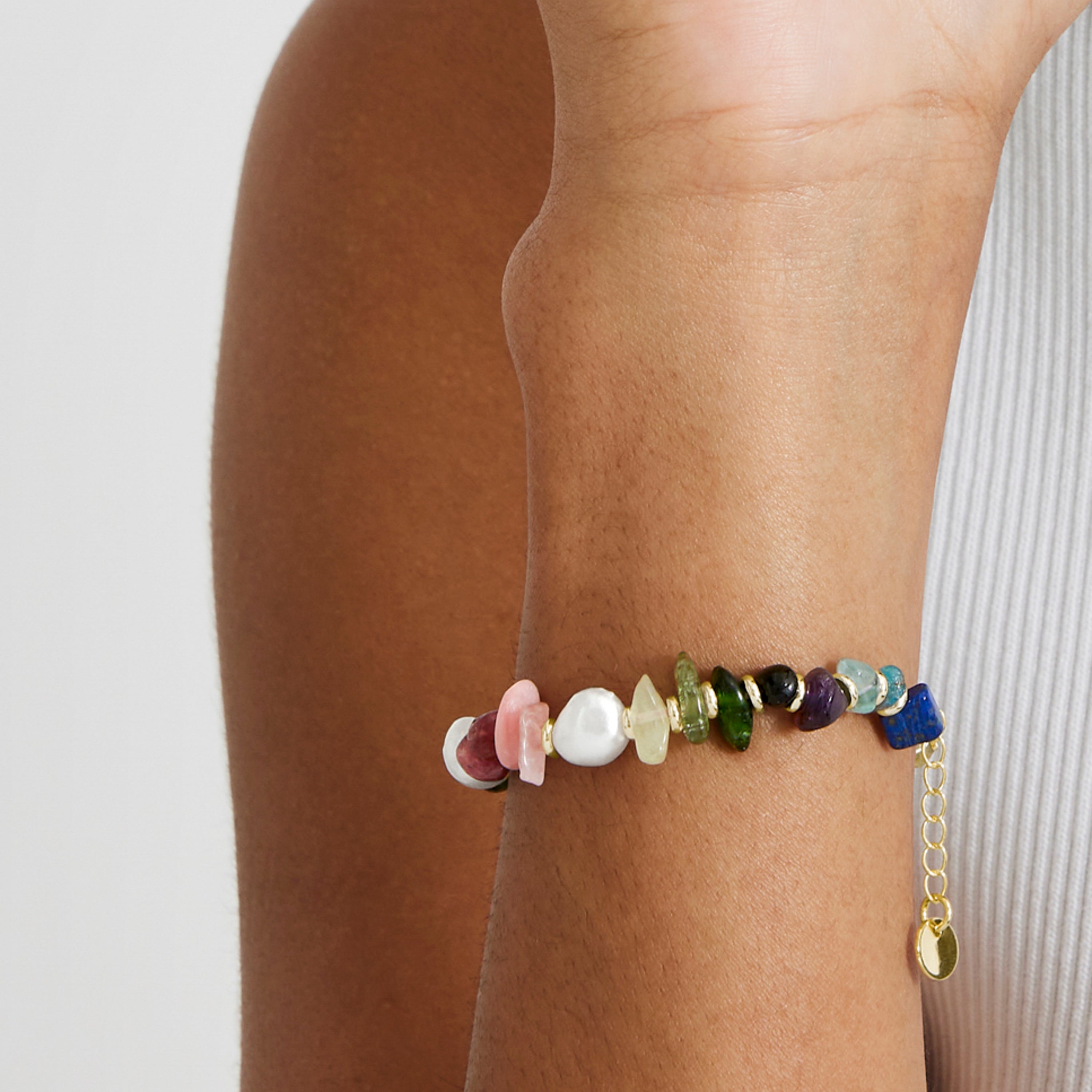 Pulsera de Multicolor Piedra Natural acabada en oro amarillo 18K - Kasyo