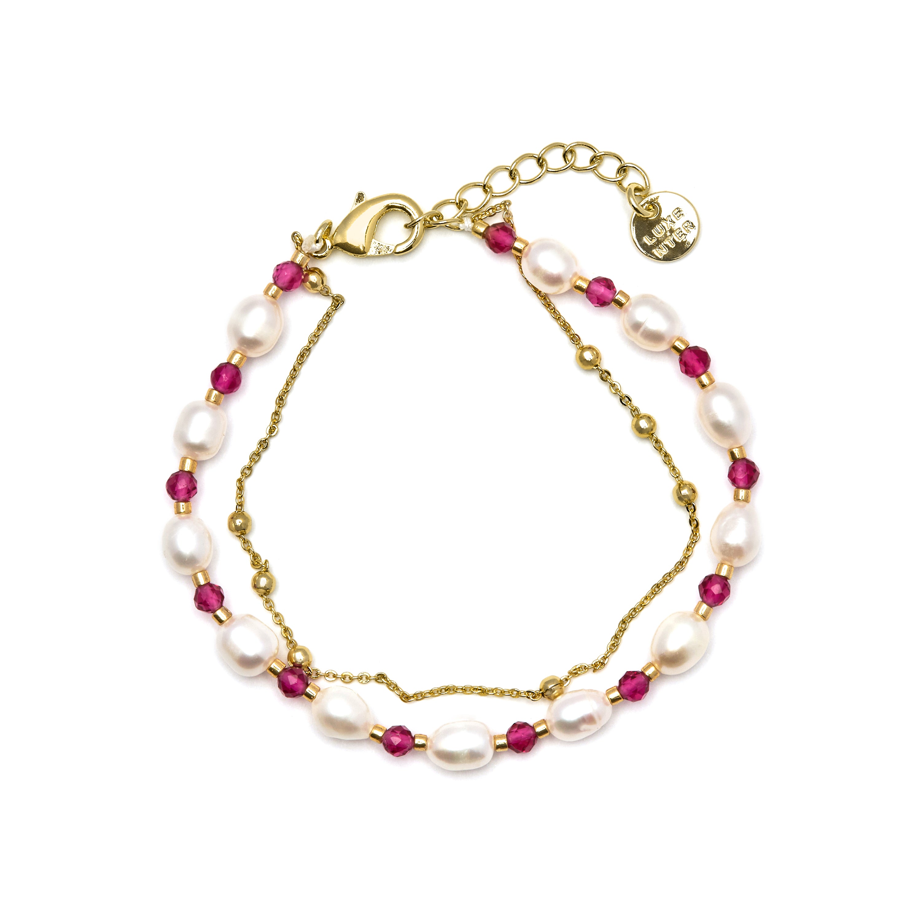 Bracelet en perle blanche fini en or jaune 18K - Zawind