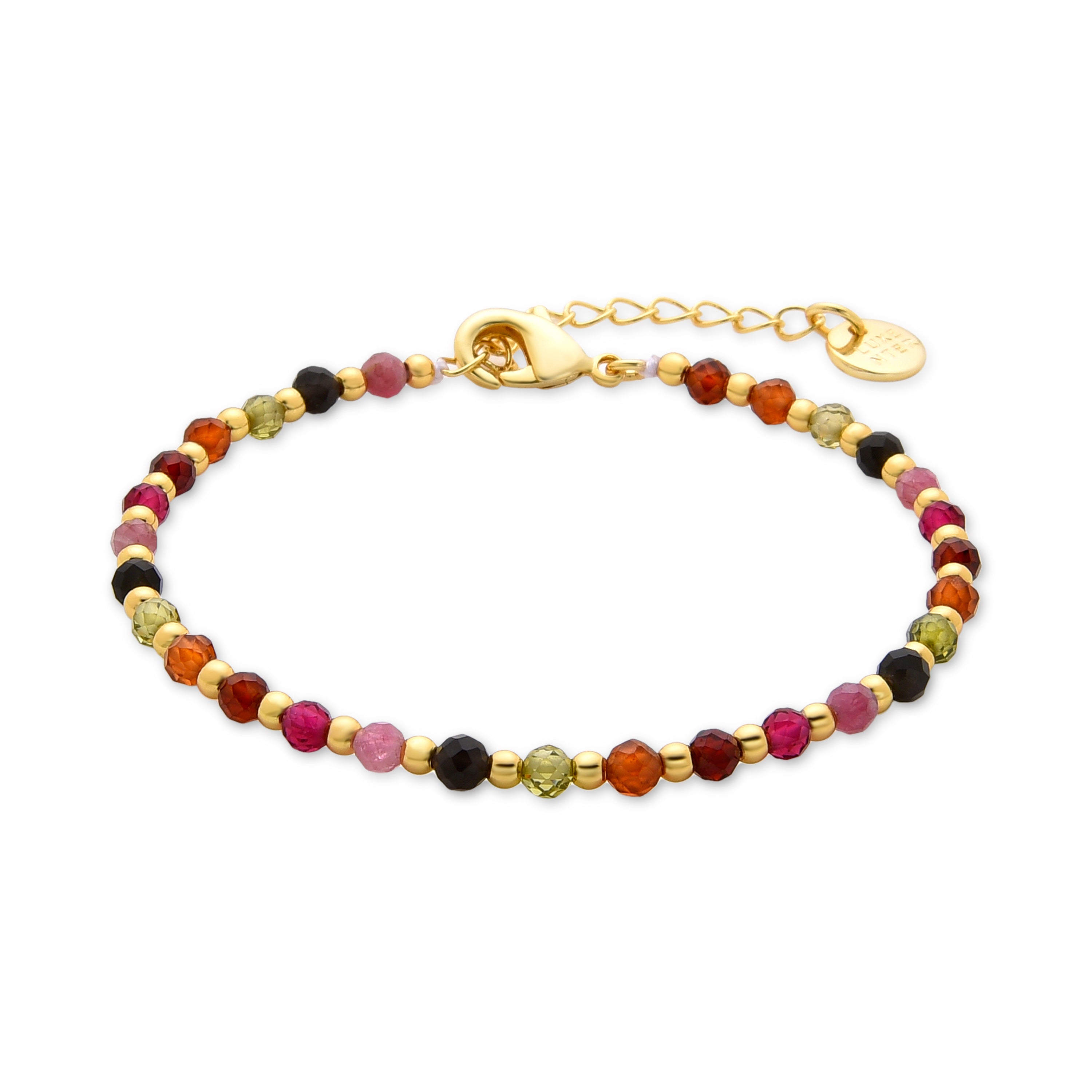 Pulsera de Cristal Multicolor acabada en oro amarillo 18K - Irfoa