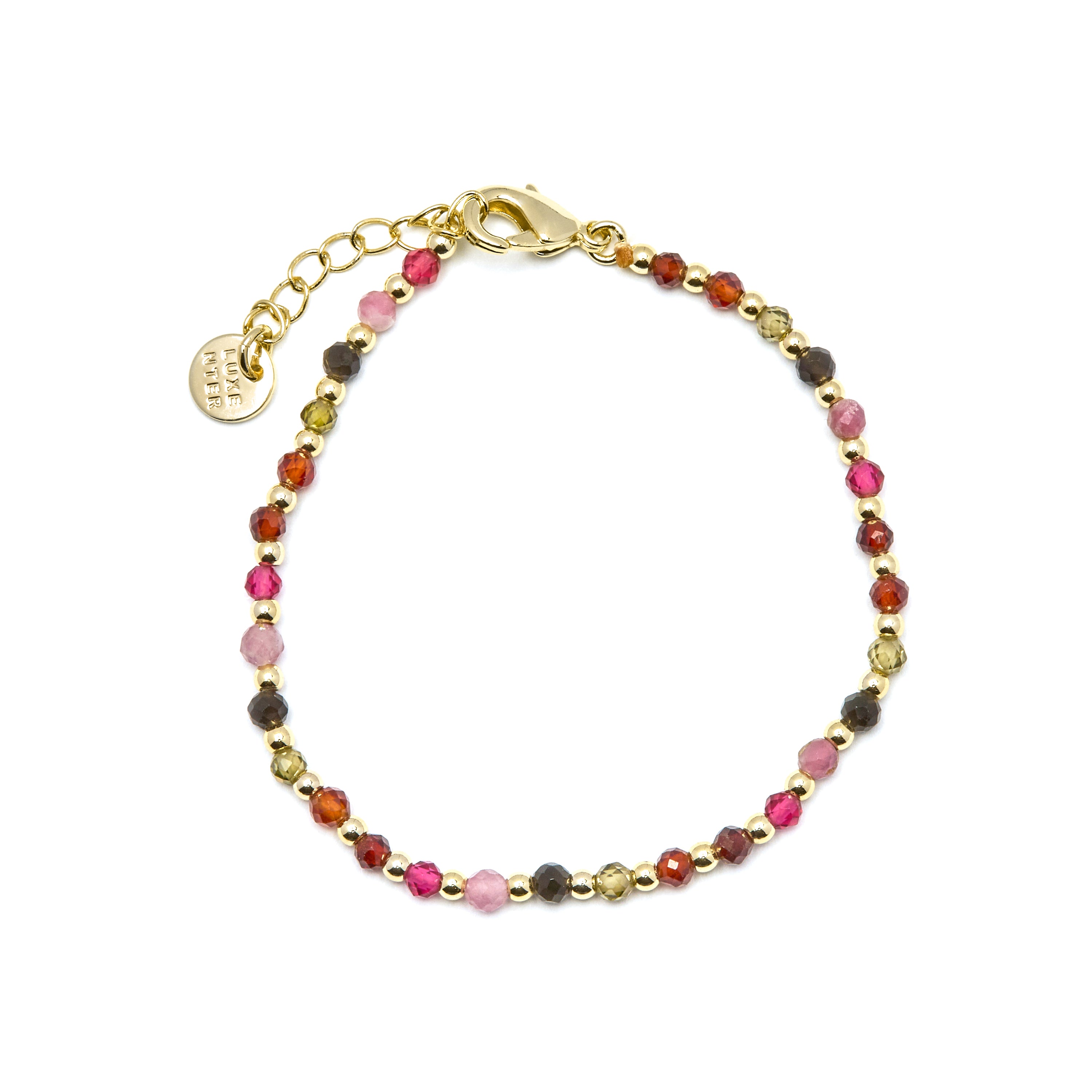 Pulseira de Cristal Multicolor acabada em ouro amarelo 18K - Irfoa