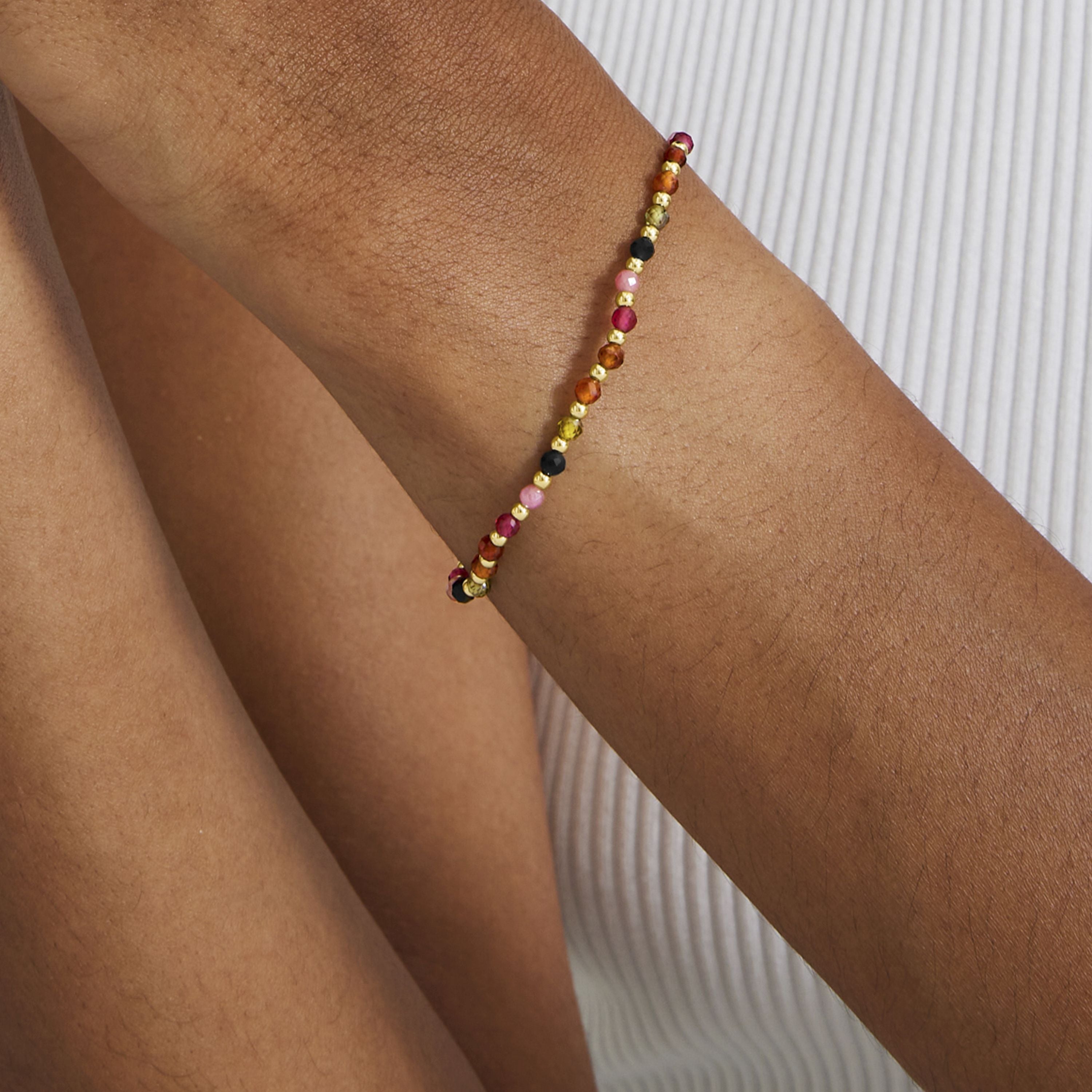Pulseira de Cristal Multicolor acabada em ouro amarelo 18K - Irfoa