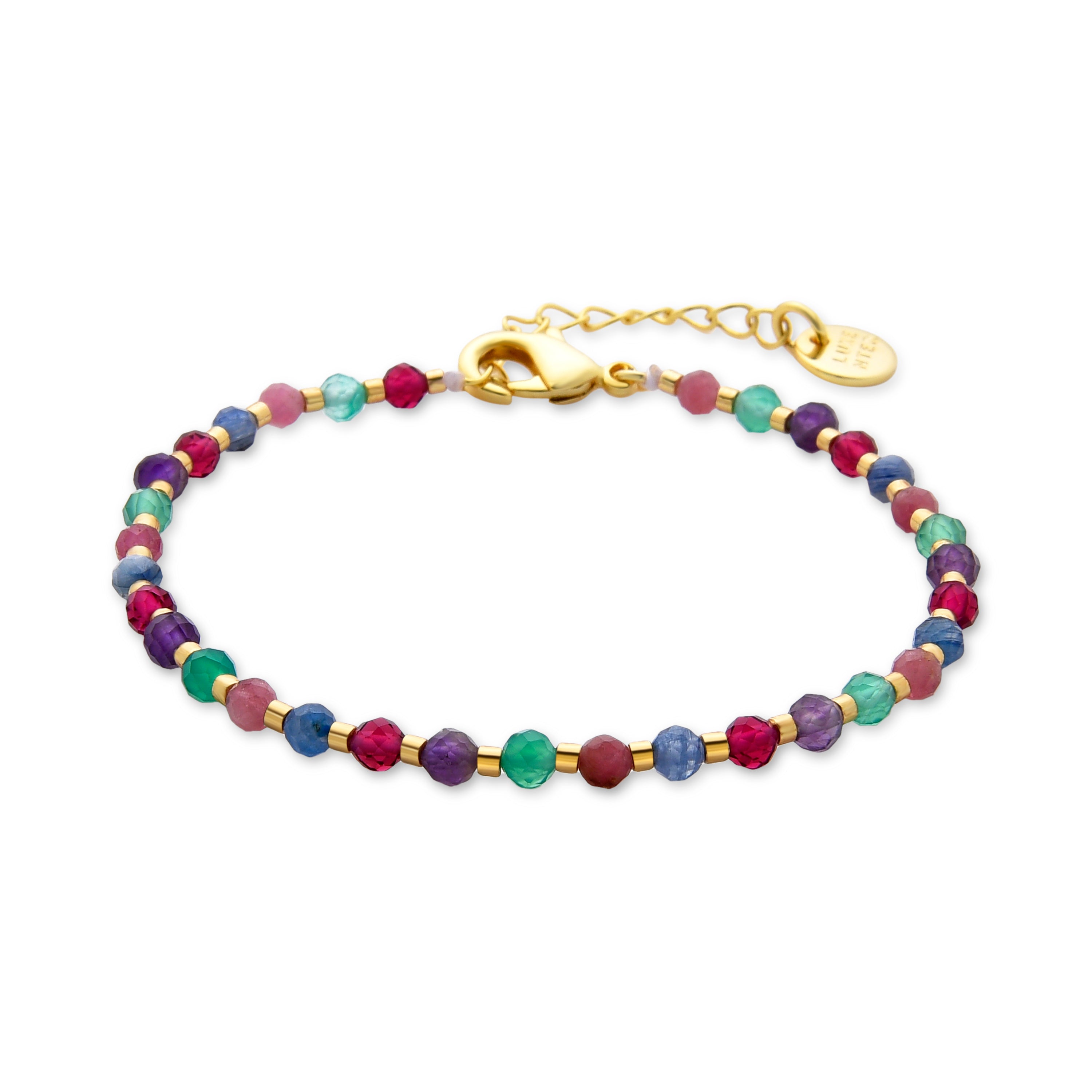 Multicolor Kristallarmband mit 18K Gelbgold-Finish - Aiel