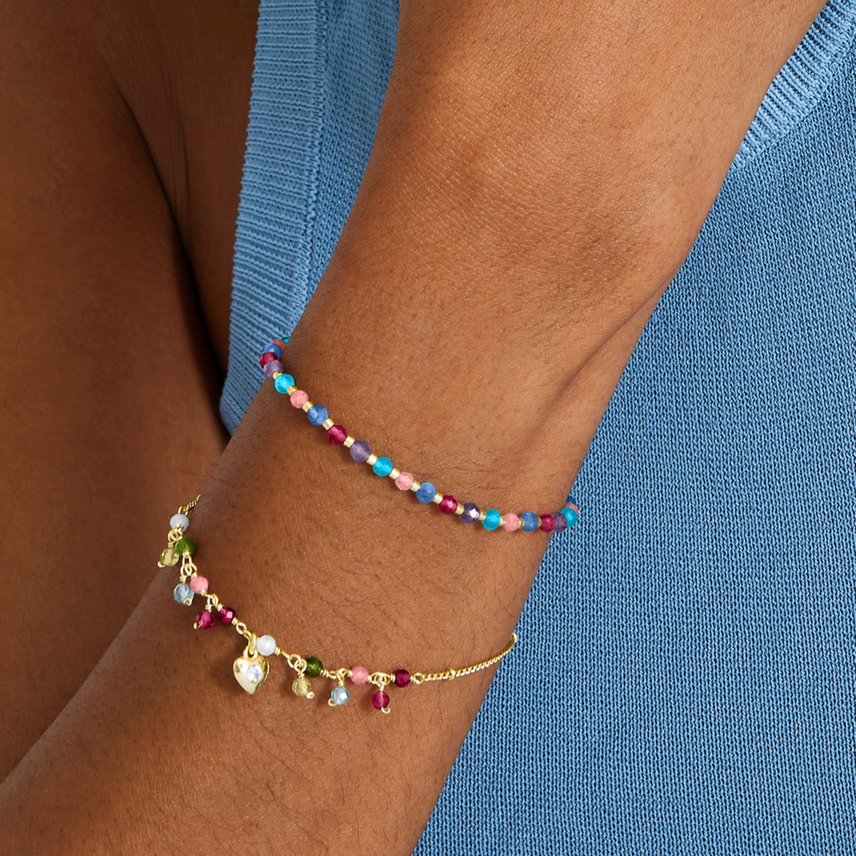Multicolor Kristallarmband mit 18K Gelbgold-Finish - Aiel