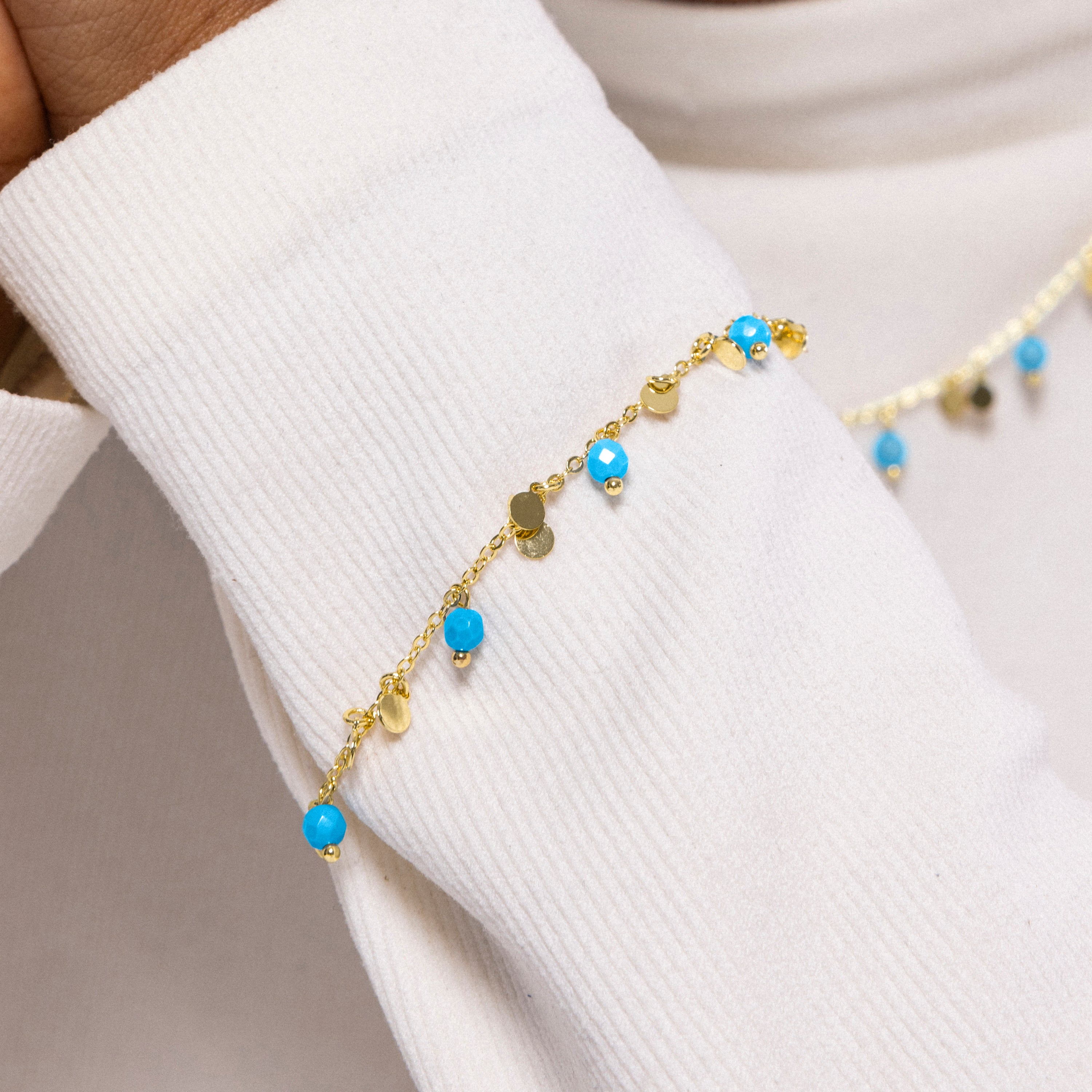 Pulsera de Turquesa acabada en oro amarillo 18K - Fawya