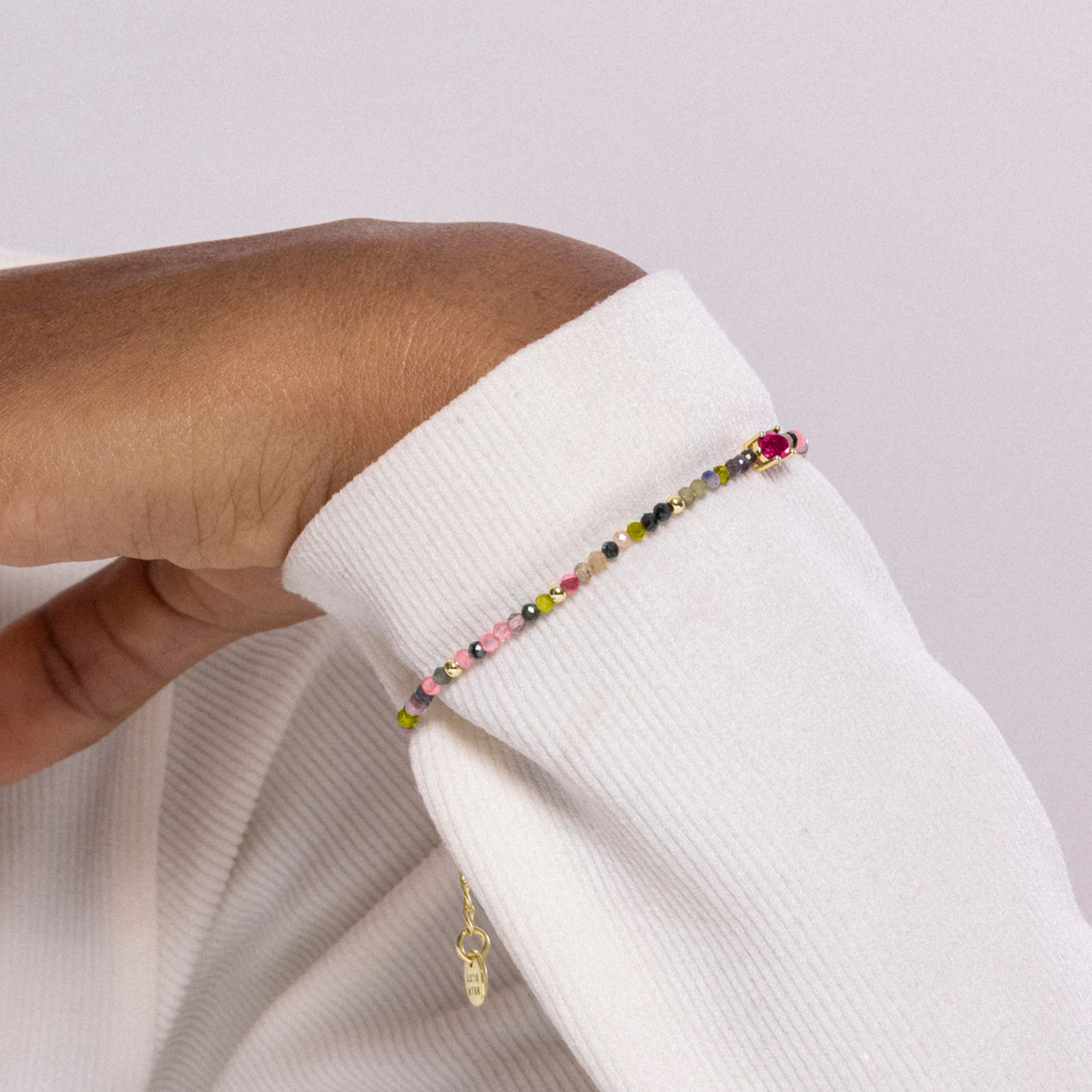 Pulseira de Turmalina Multicolor acabada em ouro amarelo 18K - Baim