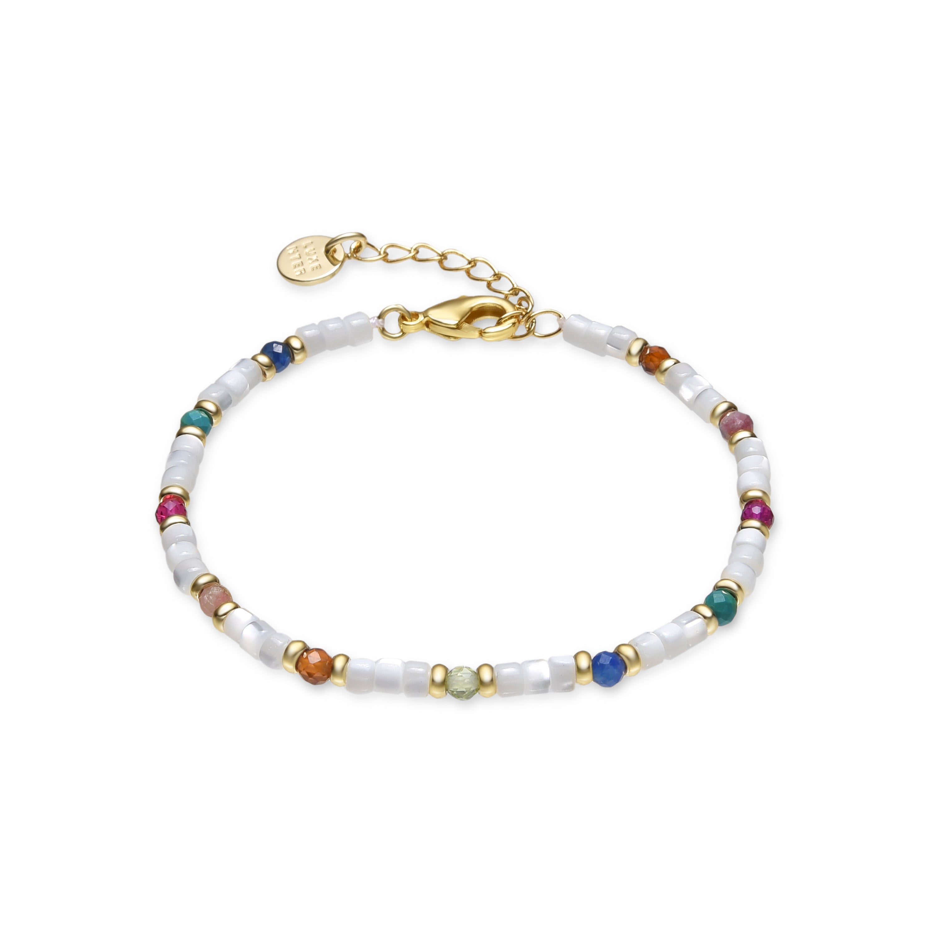 Pulseira com Madrepérola Branca acabamento ouro 18k - Xolau