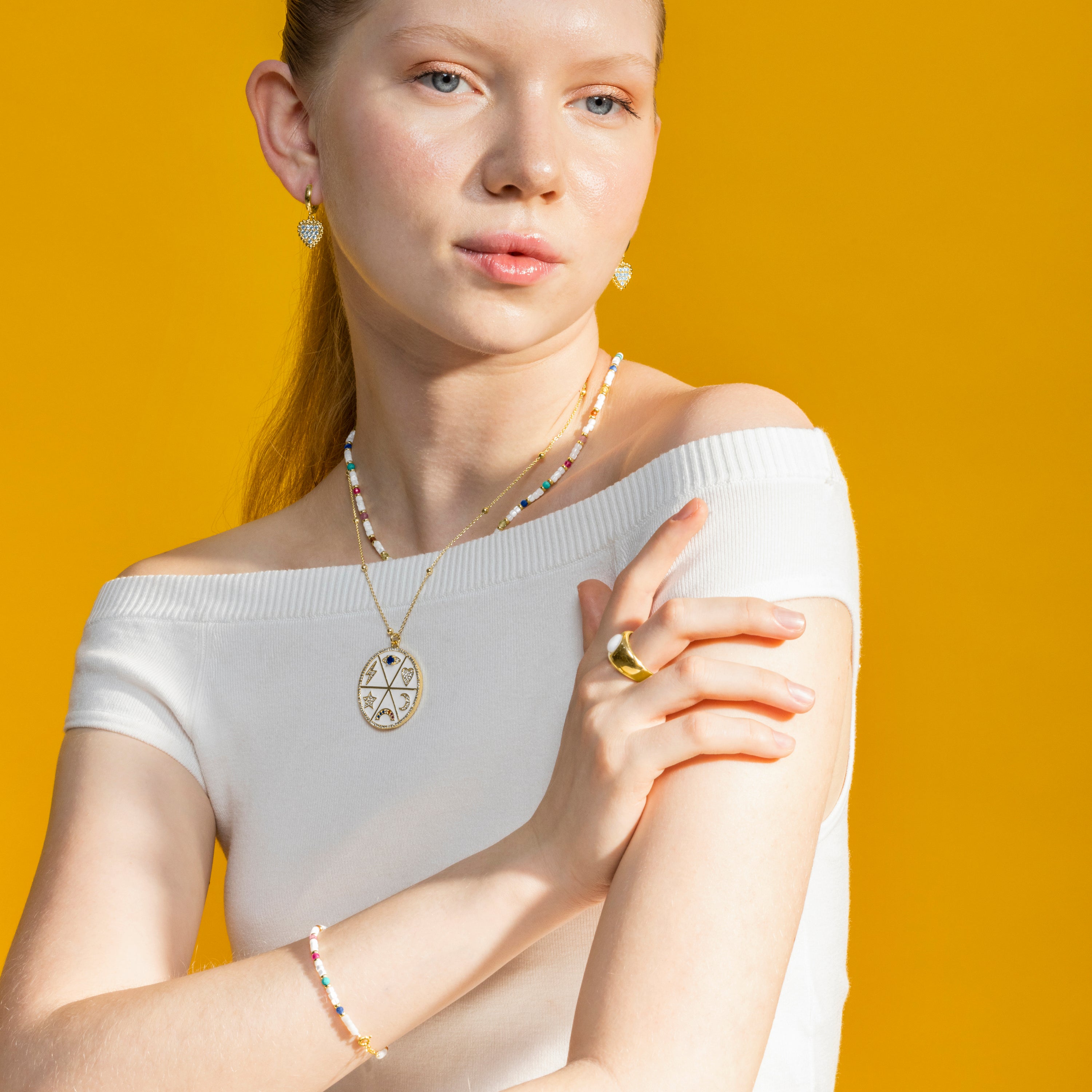 Pulseira com Madrepérola Branca acabamento ouro 18k - Xolau