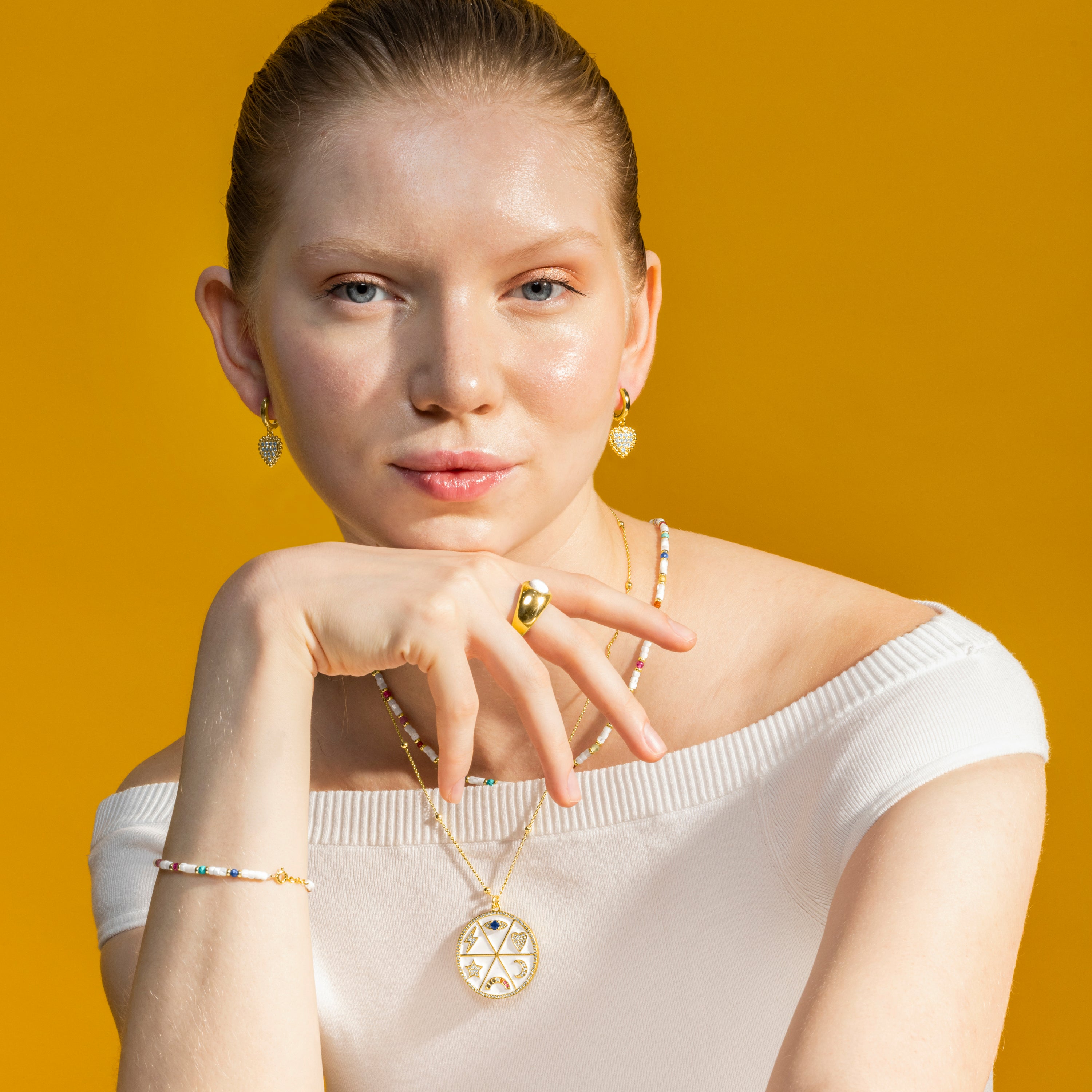 Bracelet avec Nacre Blanche finition or 18k - Xolau