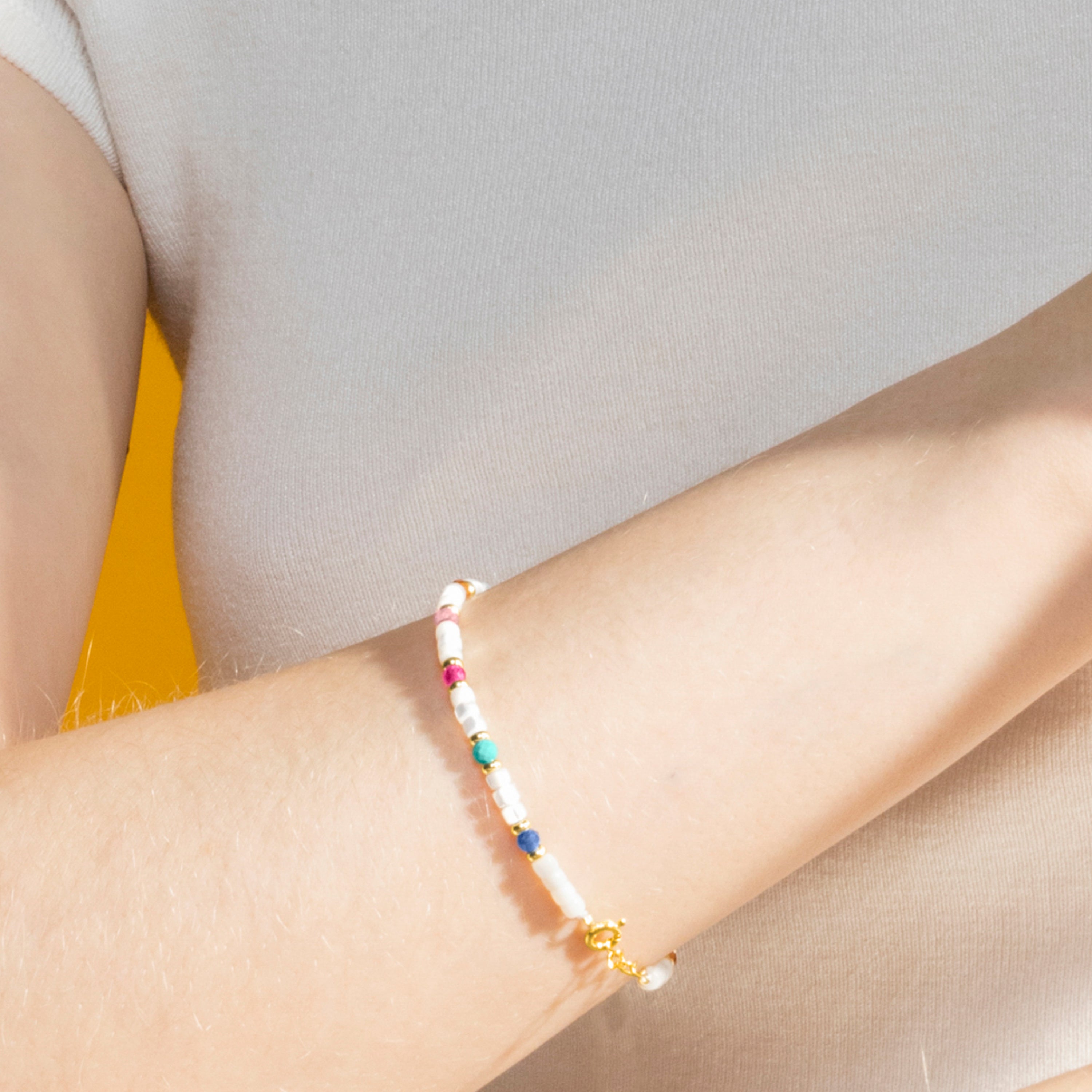 Bracelet avec Nacre Blanche finition or 18k - Xolau
