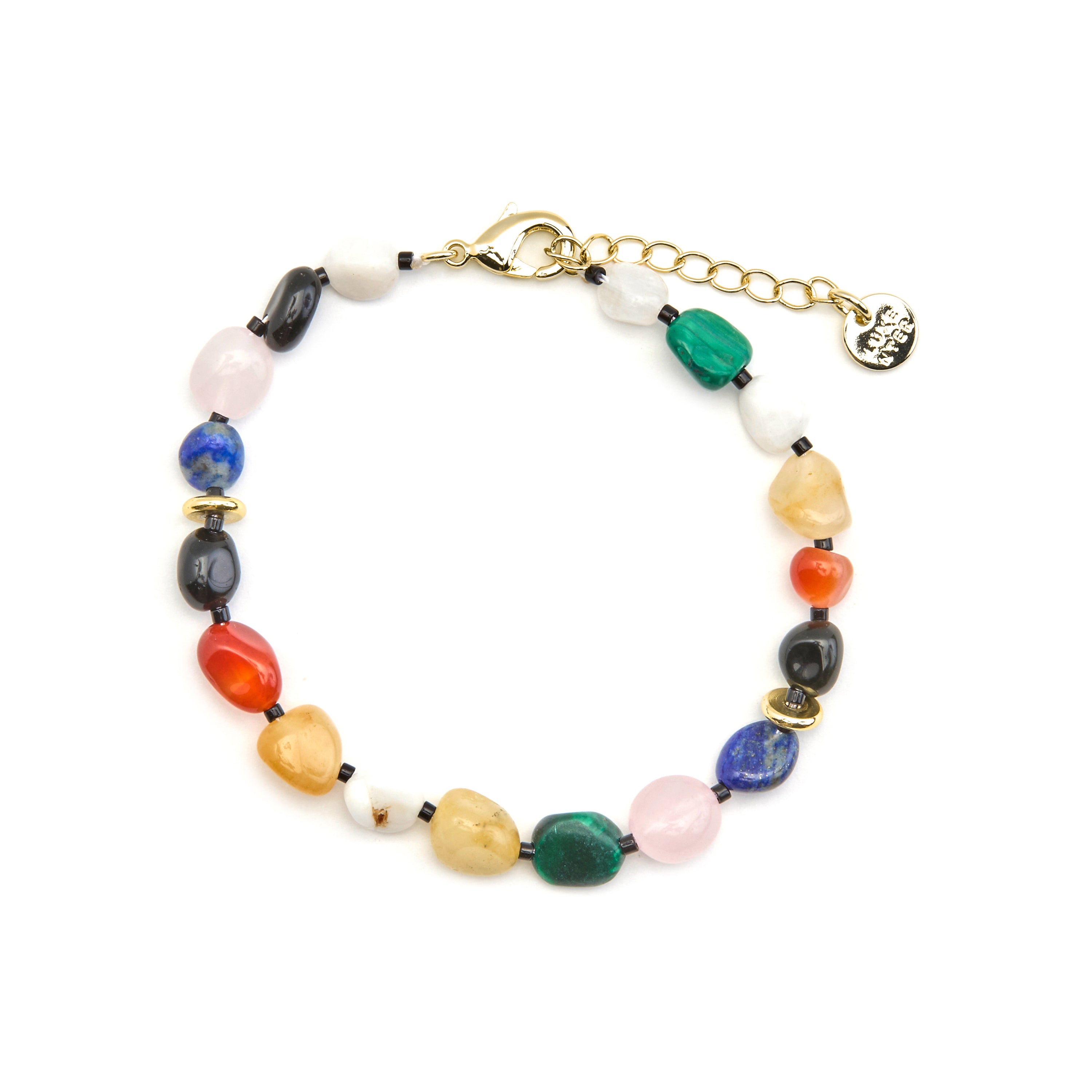 Armband mit mehrfarbigen Natursteinen, 18k Goldfinish - Ilisen