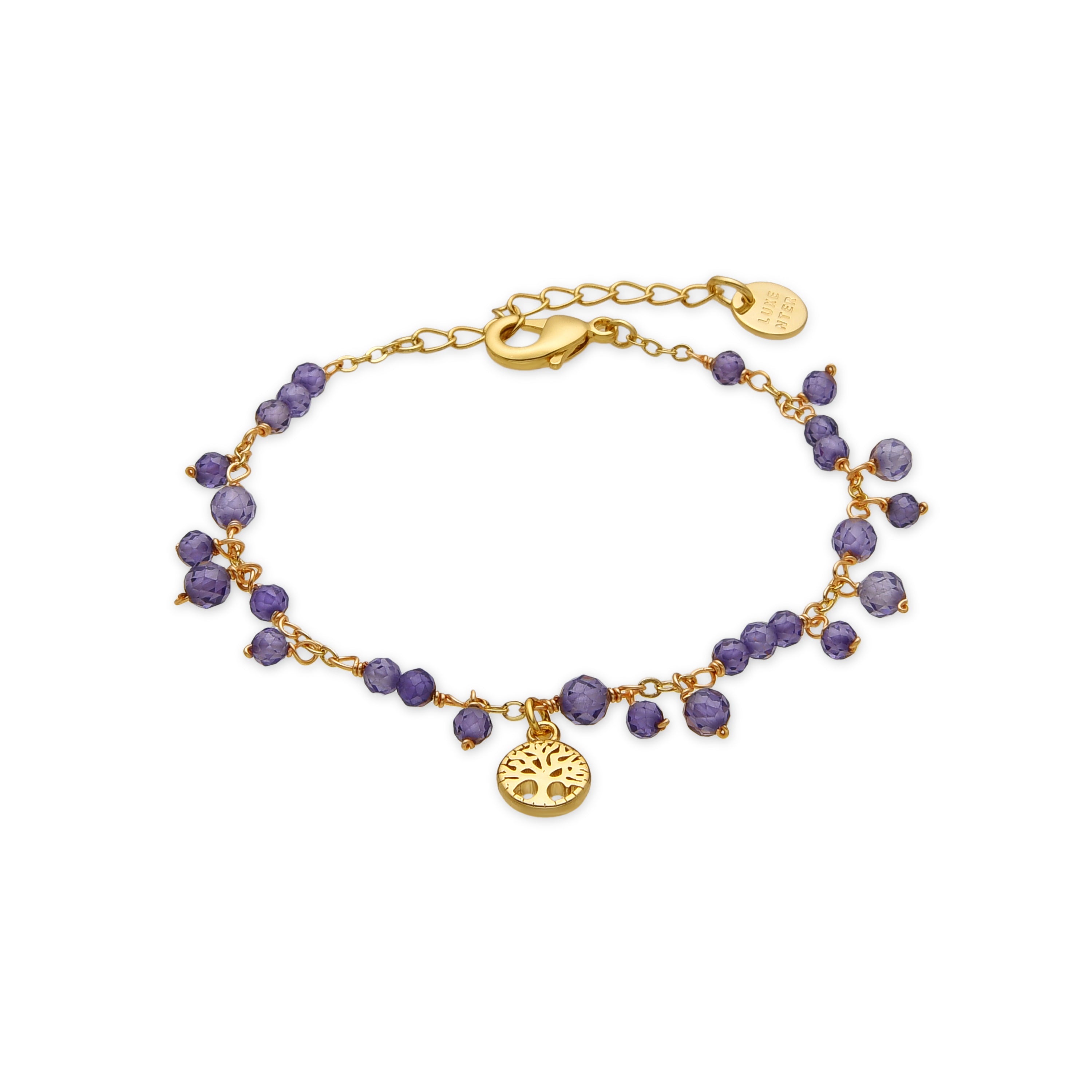 Bracelet with Purple Crystal finished in 18k gold - Totez