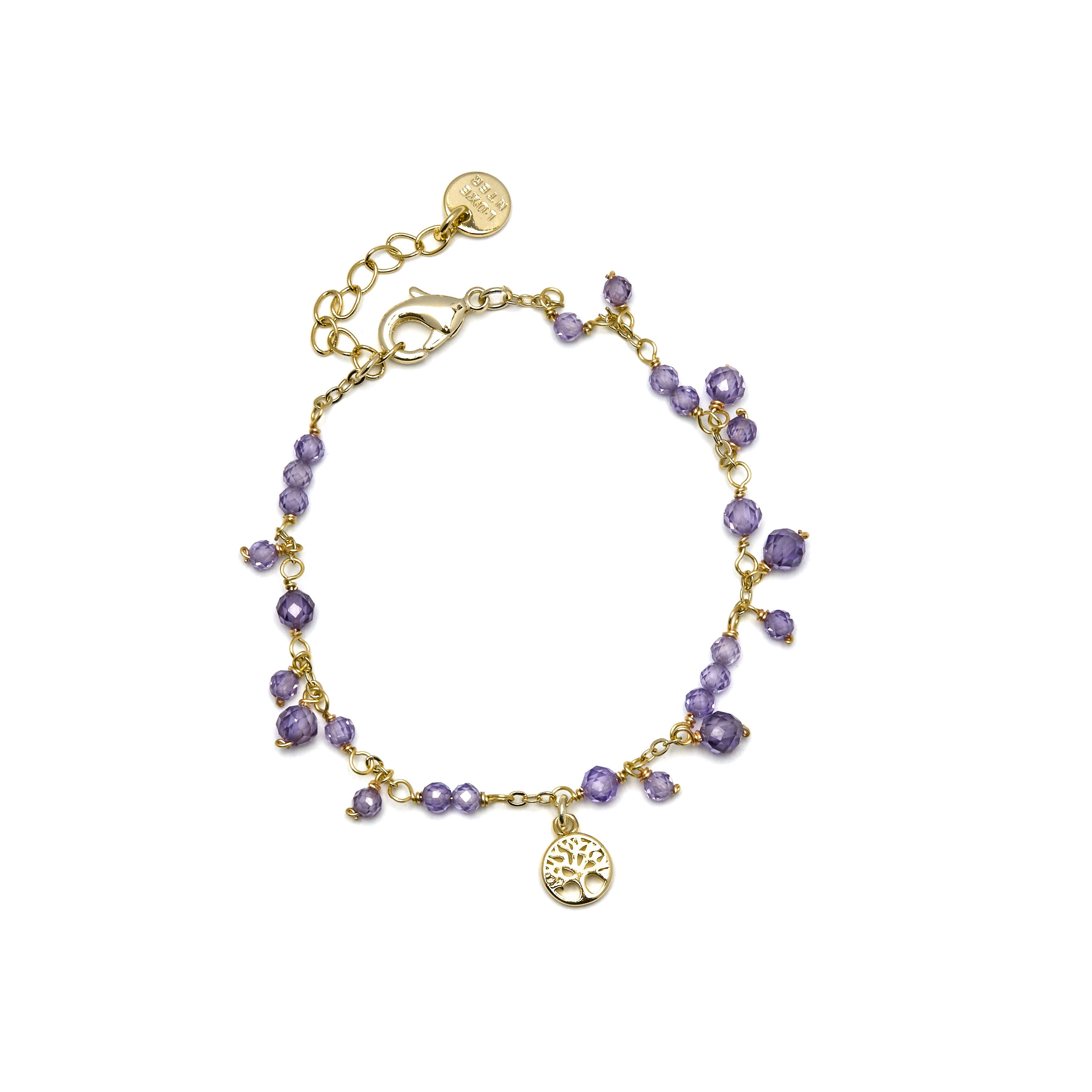 Bracelet with Purple Crystal finished in 18k gold - Totez