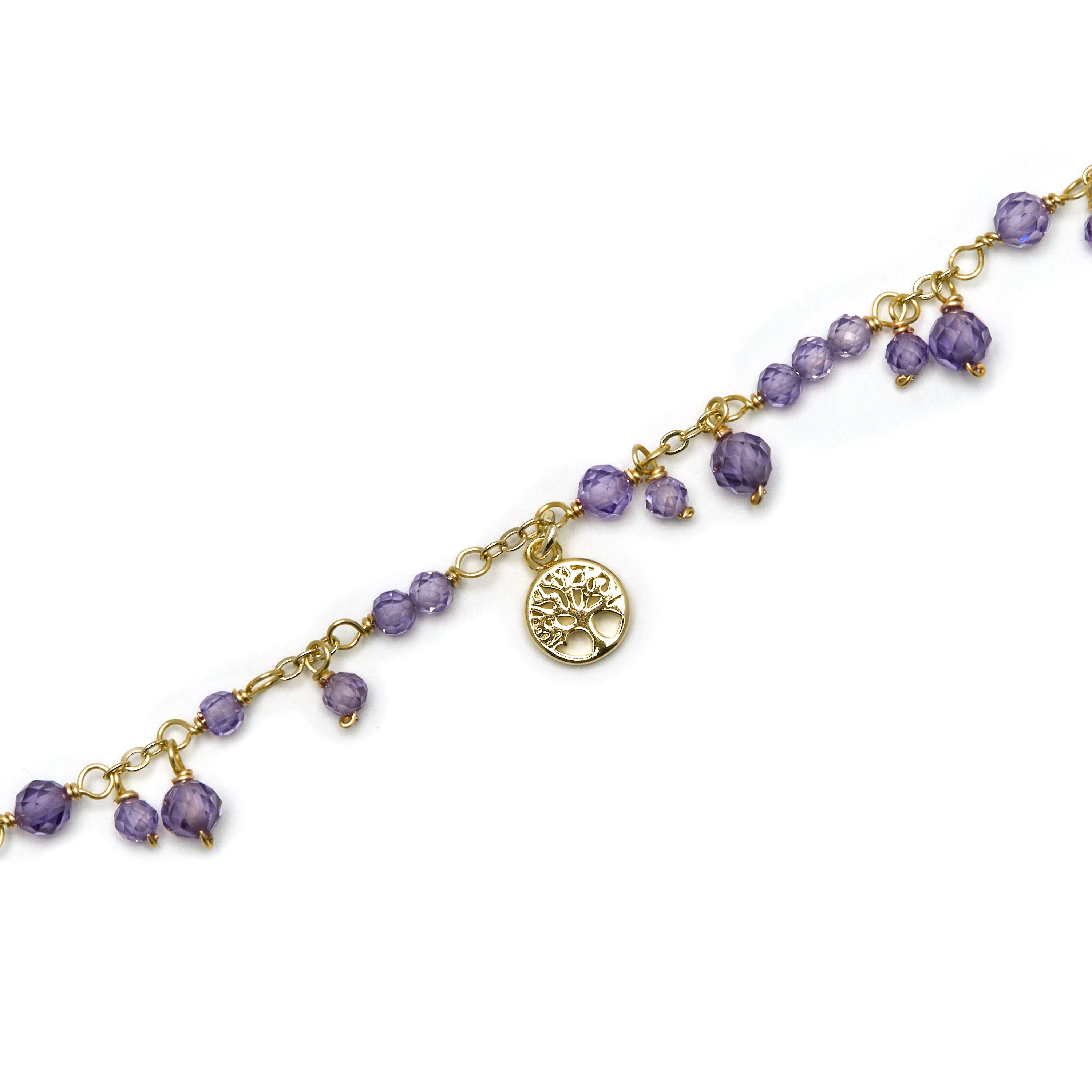 Bracelet with Purple Crystal finished in 18k gold - Totez