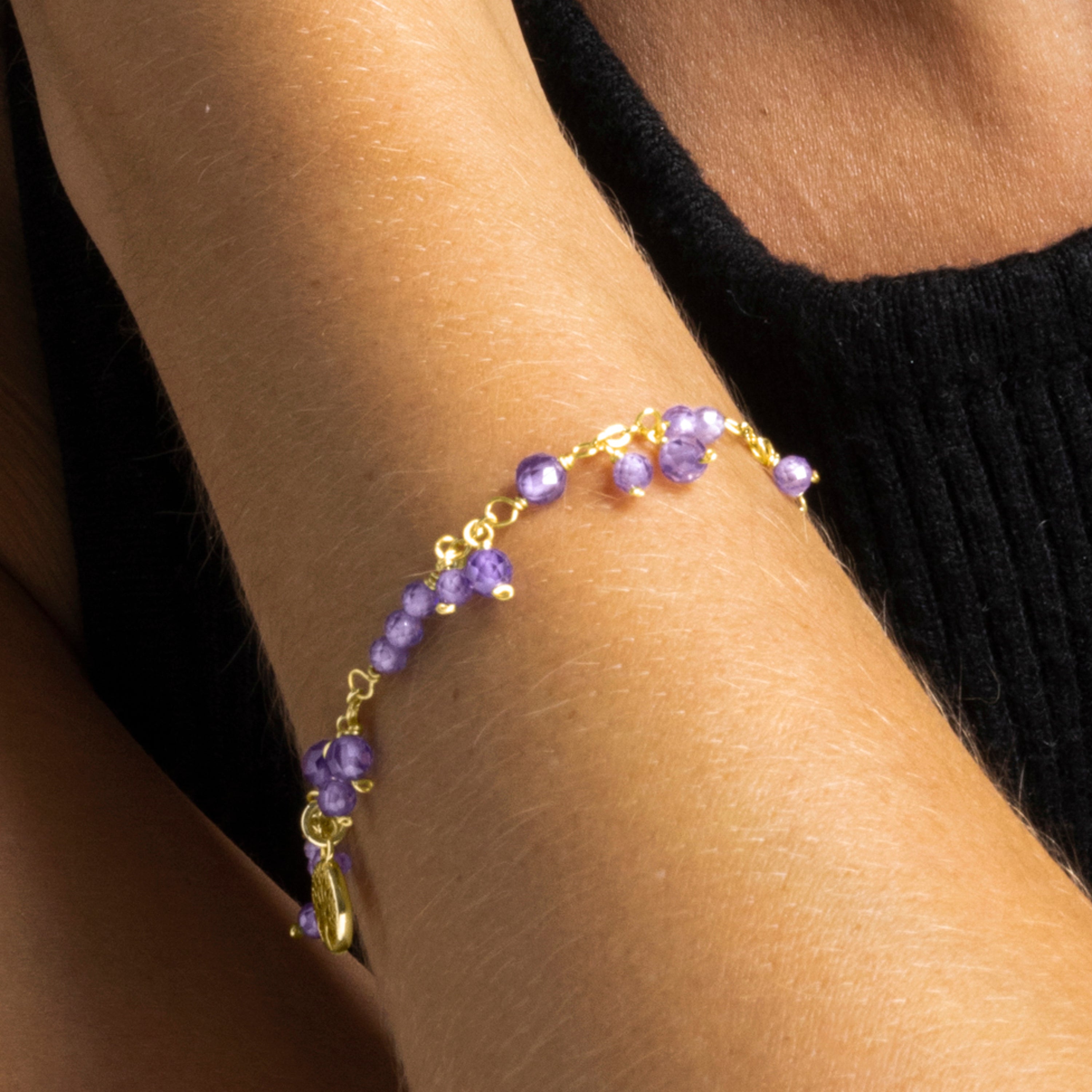 Bracelet with Purple Crystal finished in 18k gold - Totez