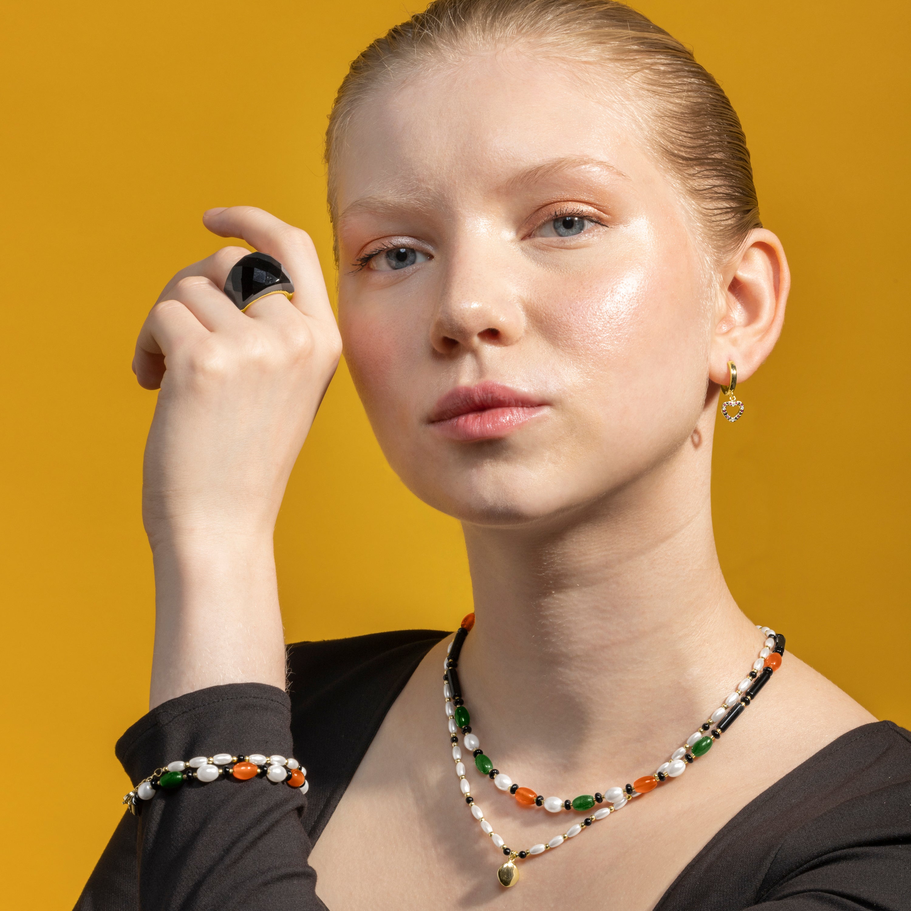 Bracelet avec Onyx finition or 18k - Coepil