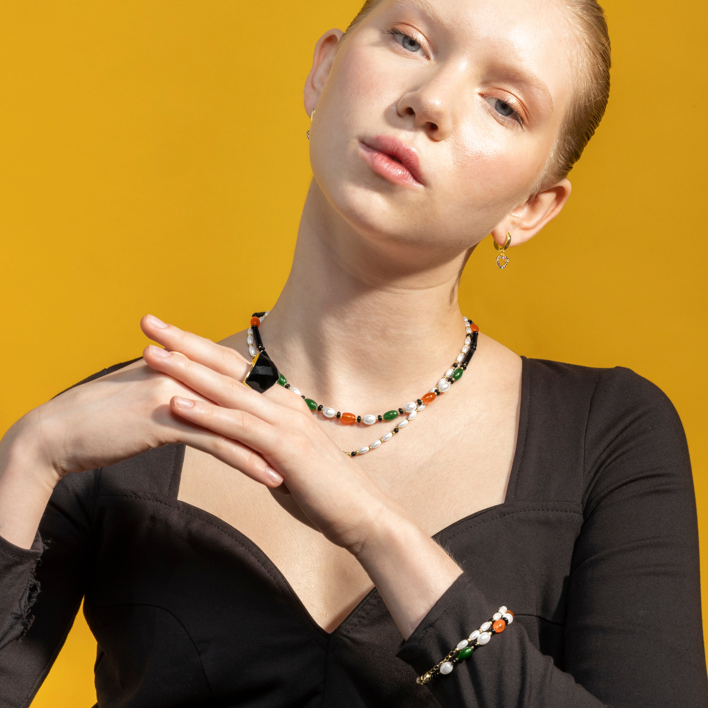 Bracelet avec Onyx finition or 18k - Coepil