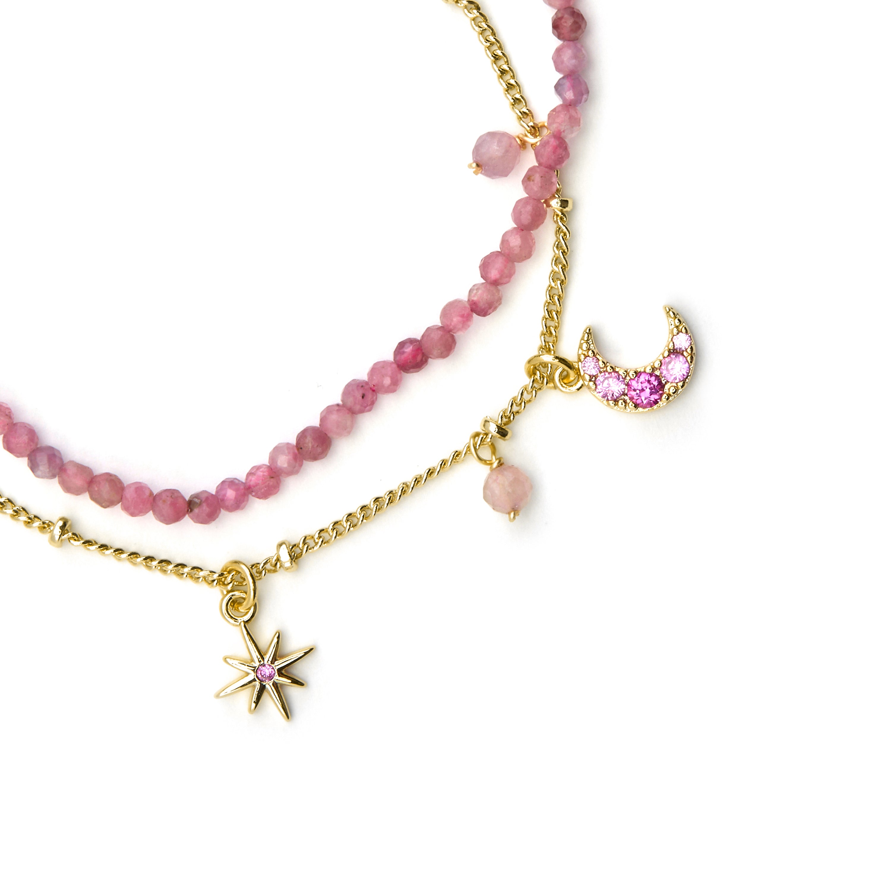 Armband mit rosa Kristall, 18k Gold-Finish - Ethal