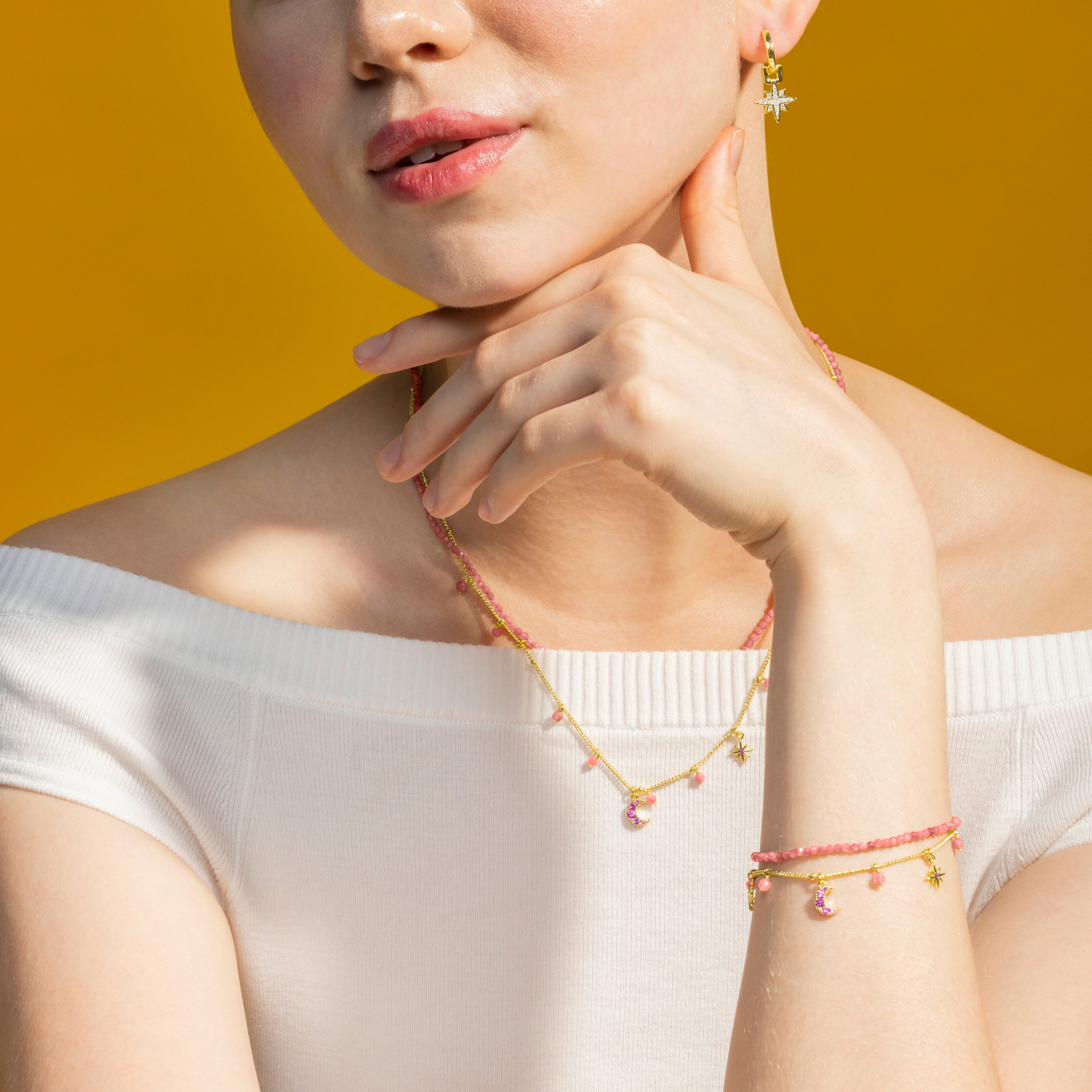 Armband mit rosa Kristall, 18k Gold-Finish - Ethal