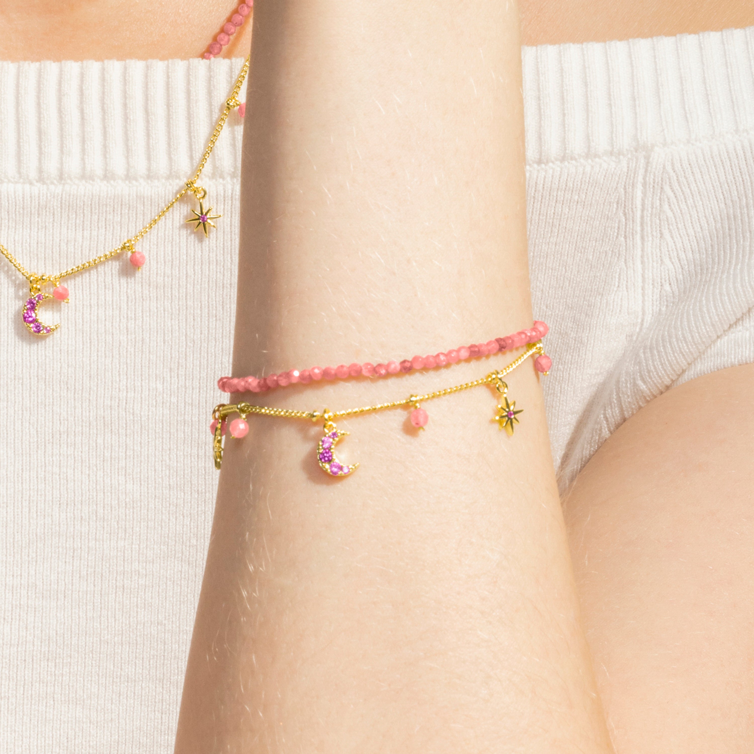 Armband mit rosa Kristall, 18k Gold-Finish - Ethal