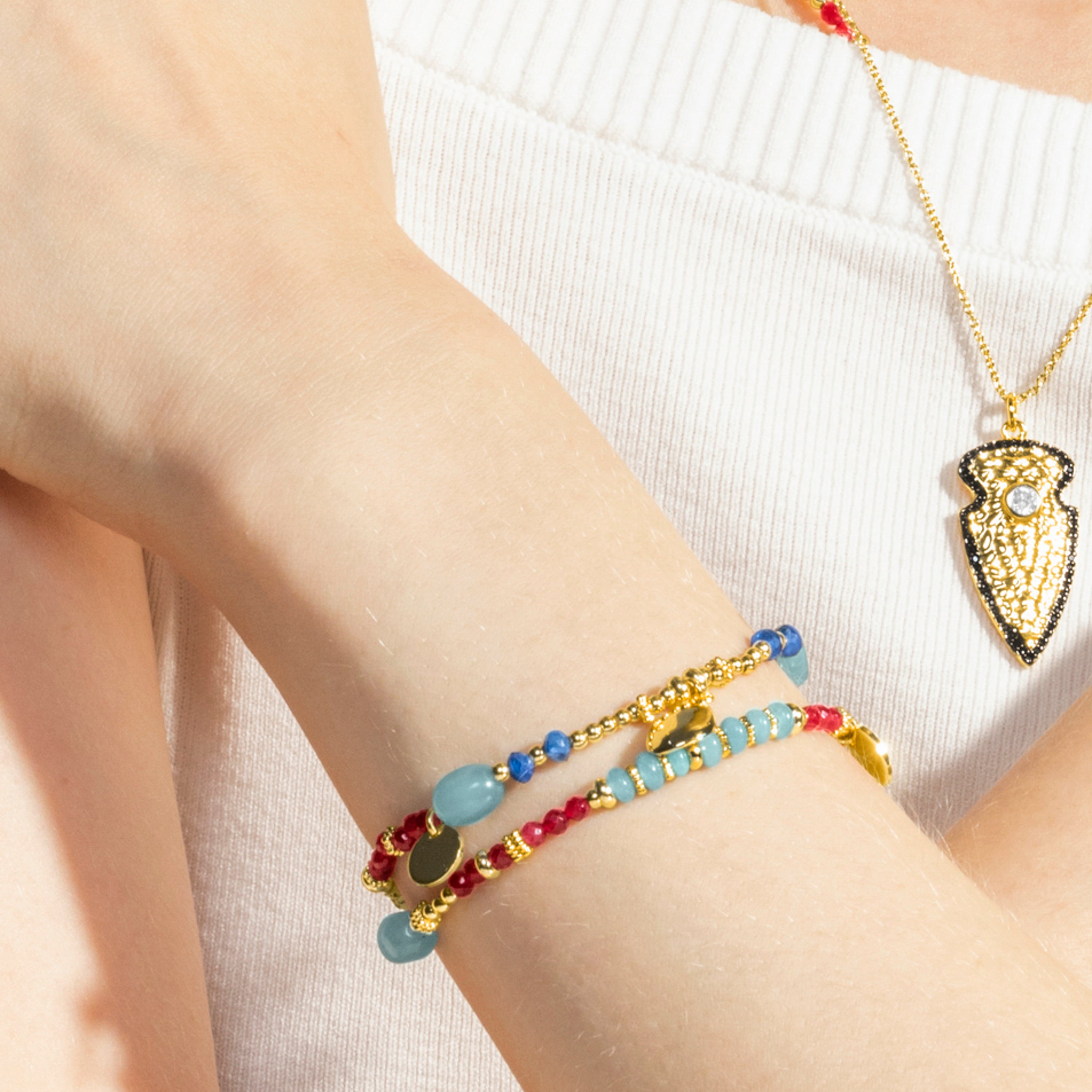 Multicolor Crystal Bracelet with 18k Gold Finish - Ney