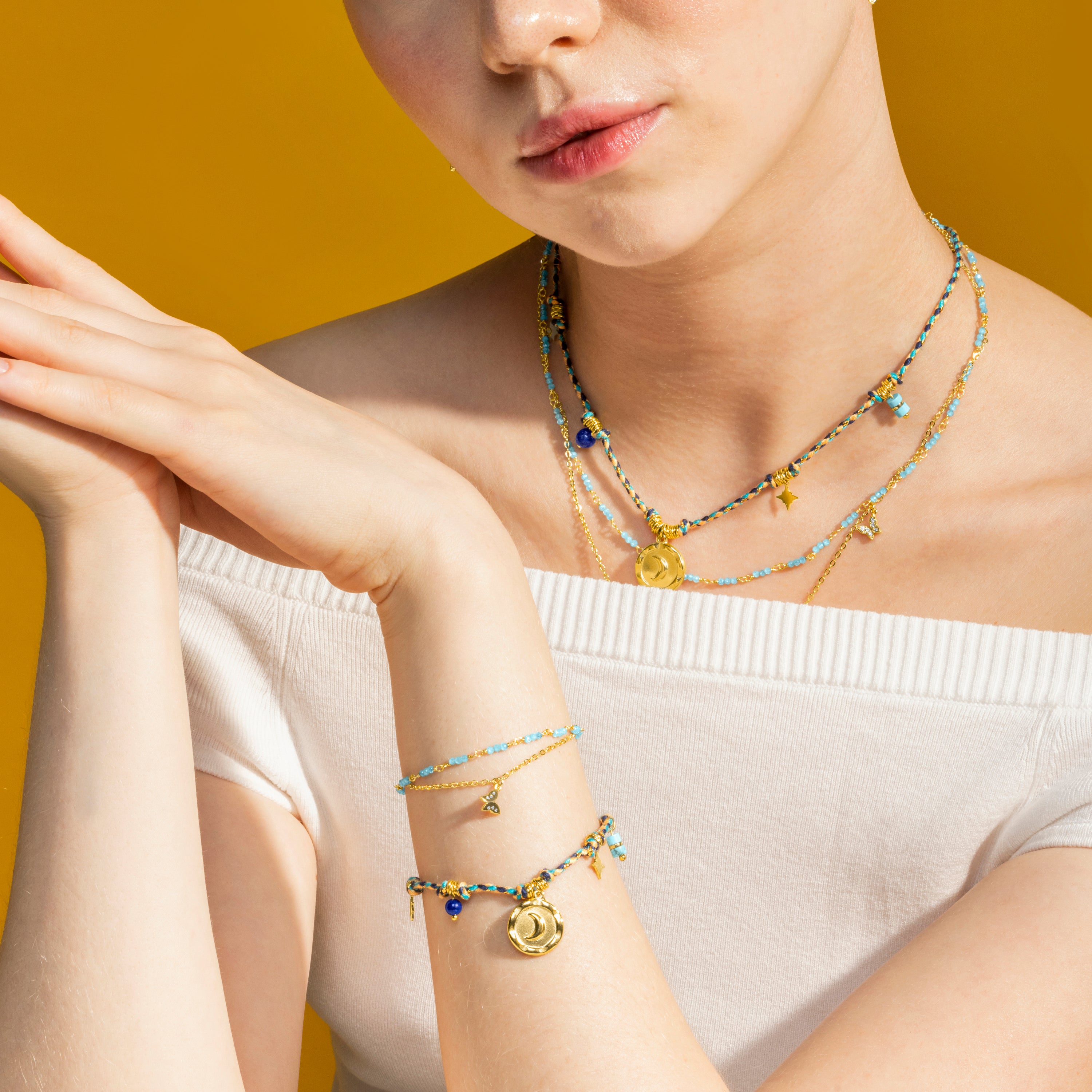Bracelet avec cristal bleu finition or 18k - Zinli
