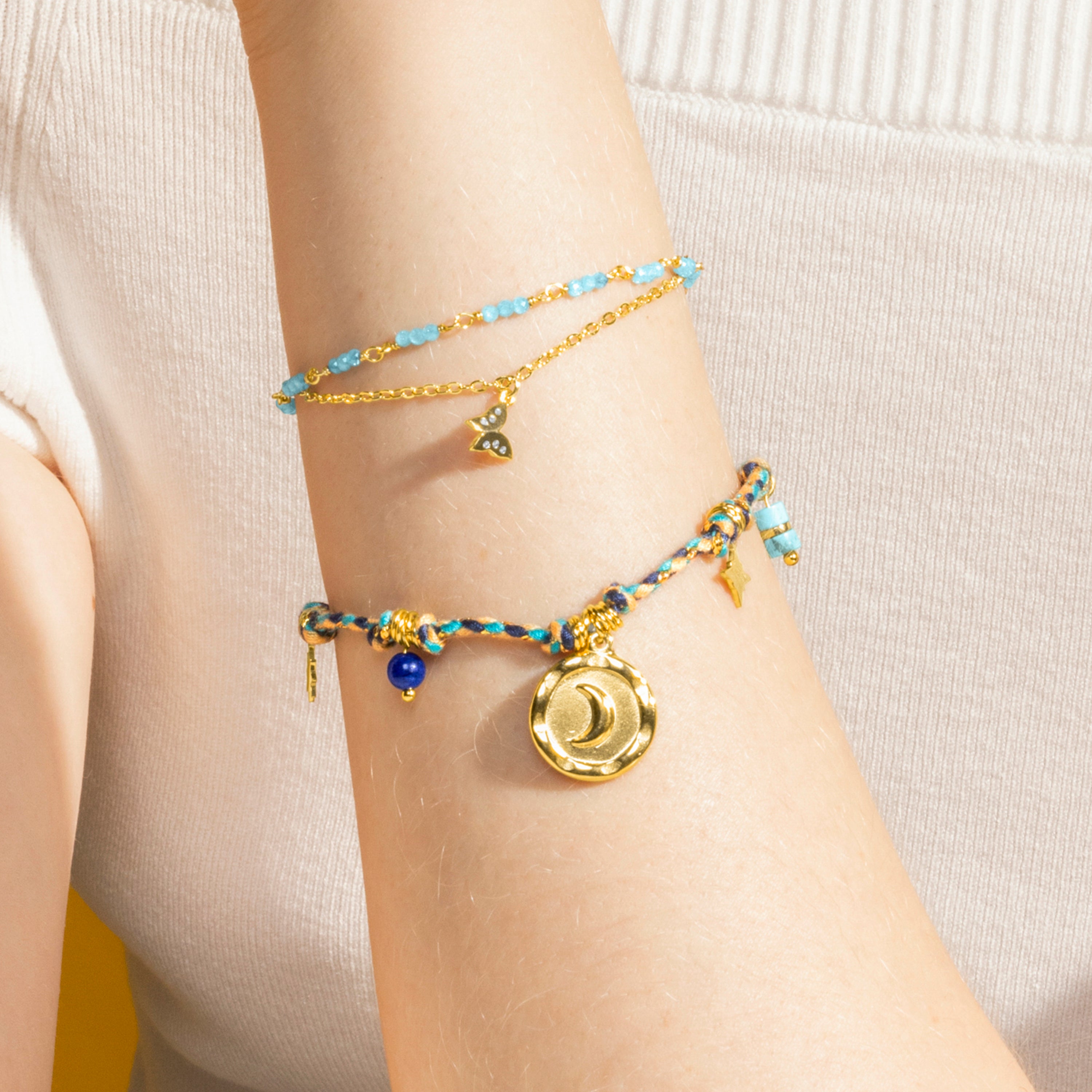 Bracelet avec cristal bleu finition or 18k - Zinli