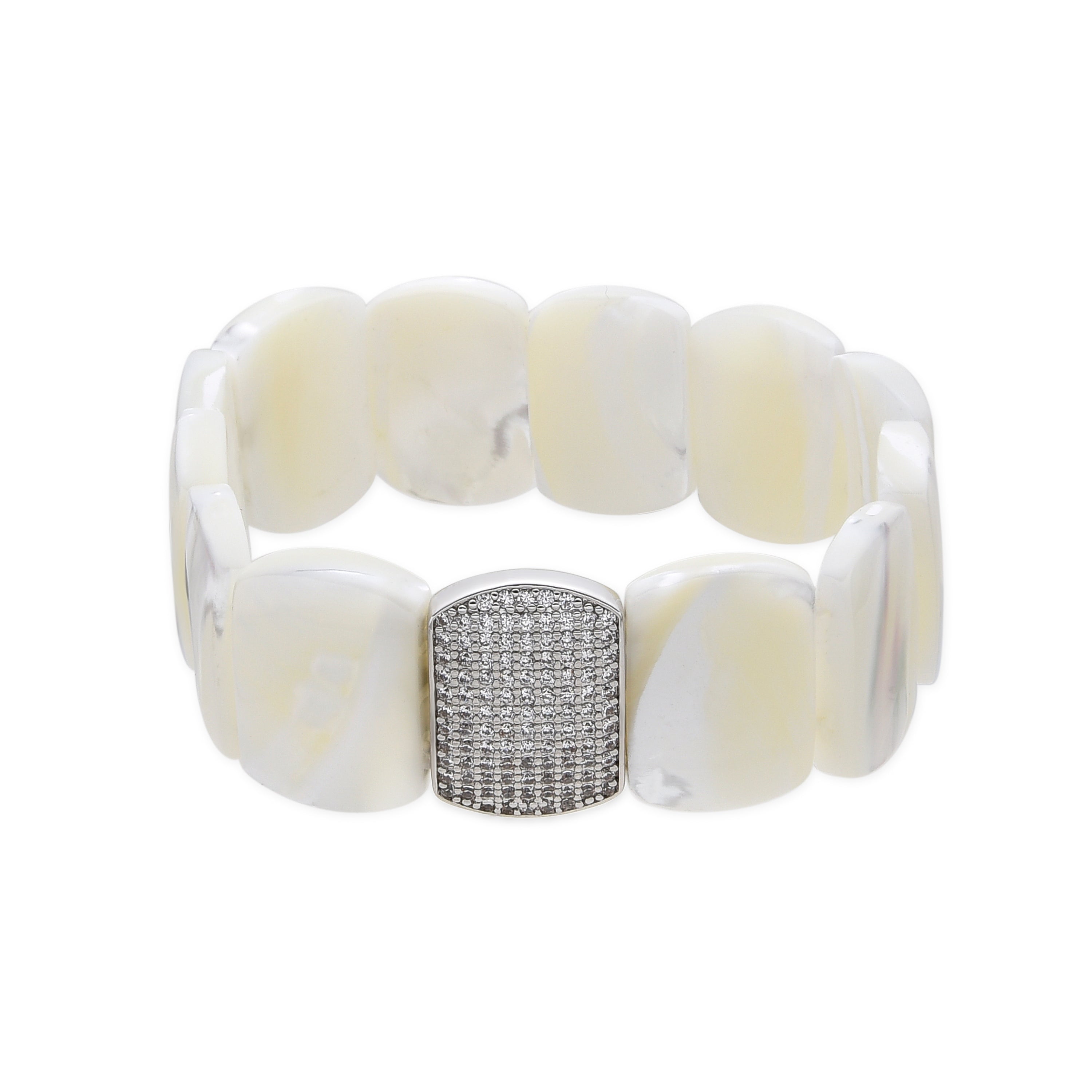 Armband mit Silberfinish und weißem Perlmutt - Nawar