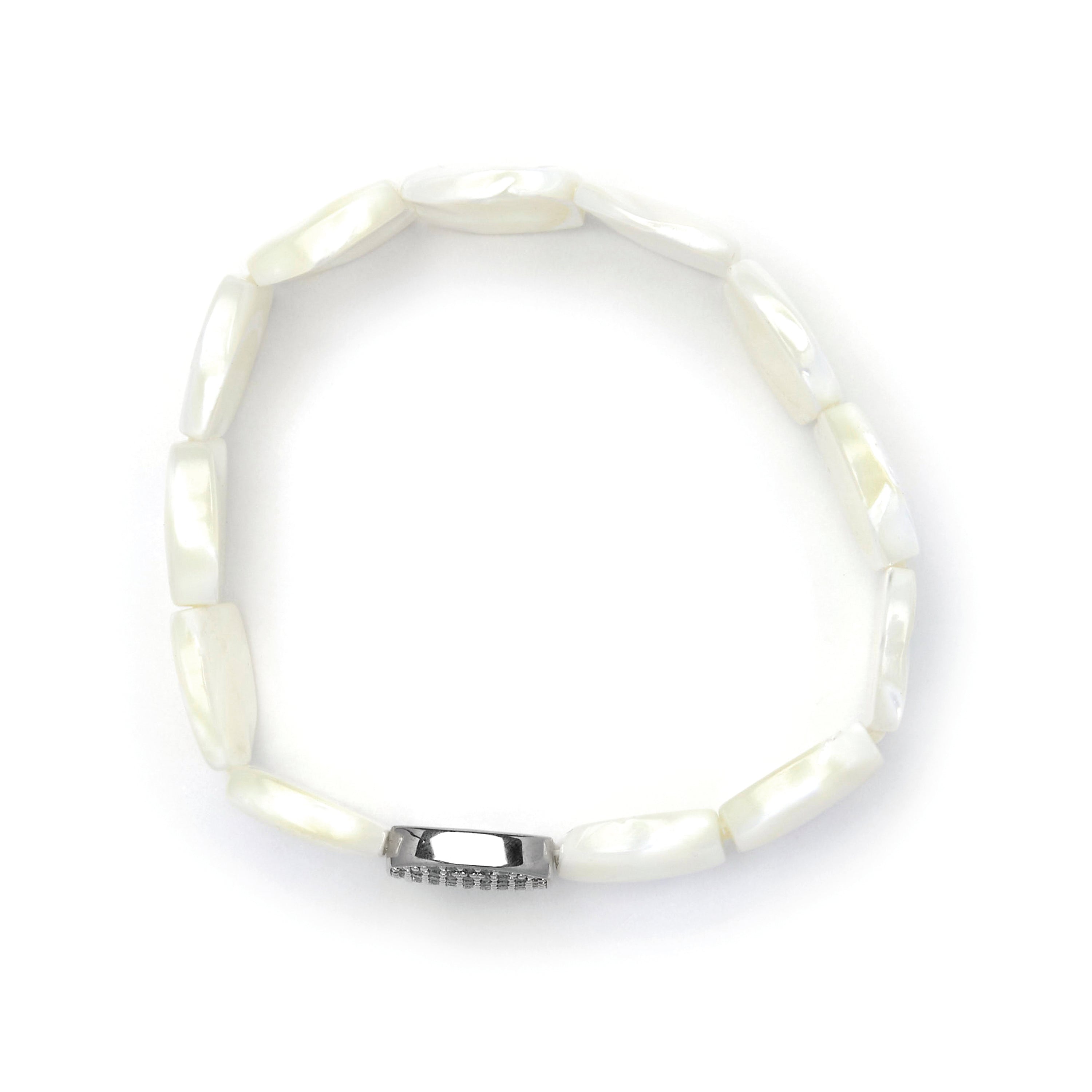 Silver finish bracelet with White Mother-of-Pearl - Nawar