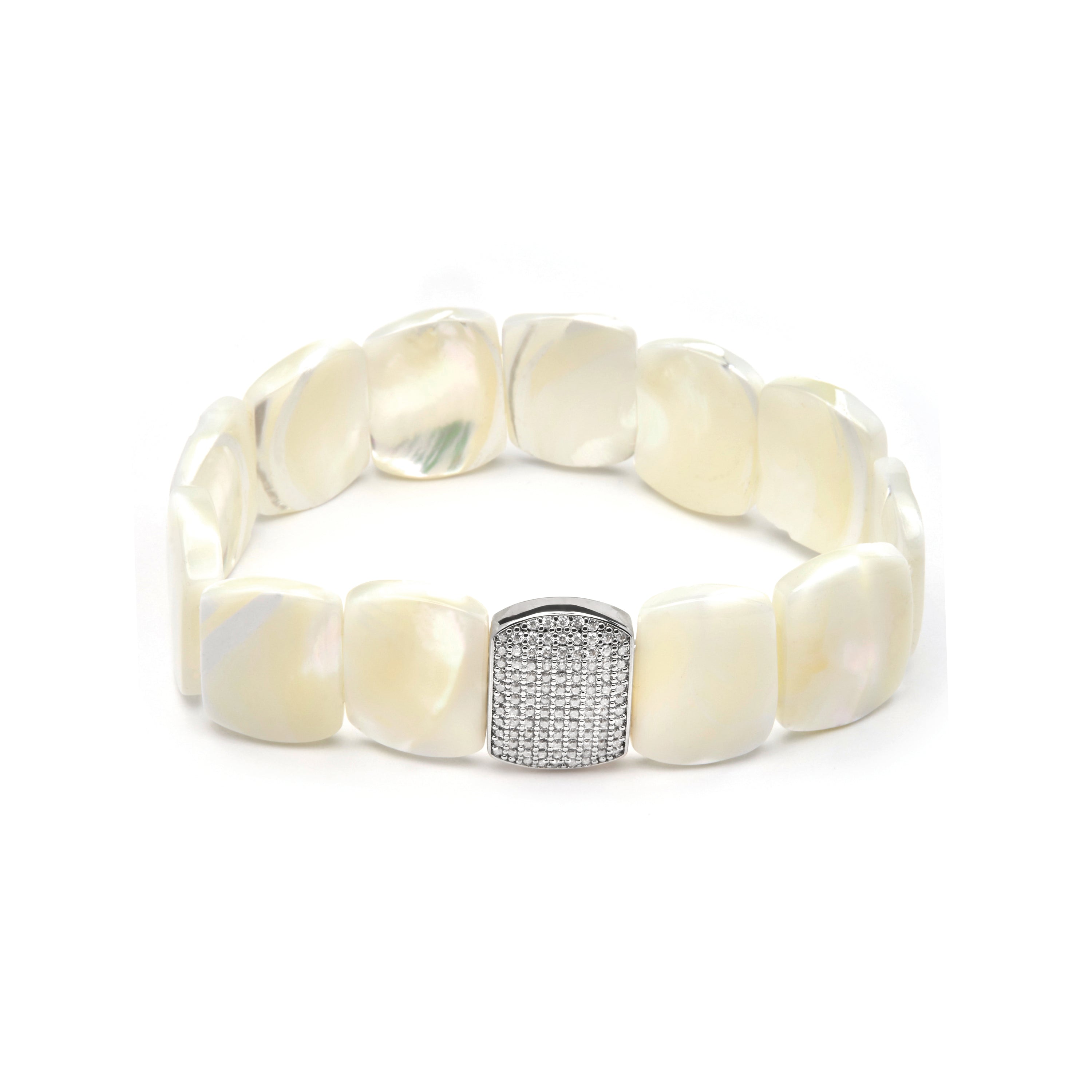 Silver finish bracelet with White Mother-of-Pearl - Nawar