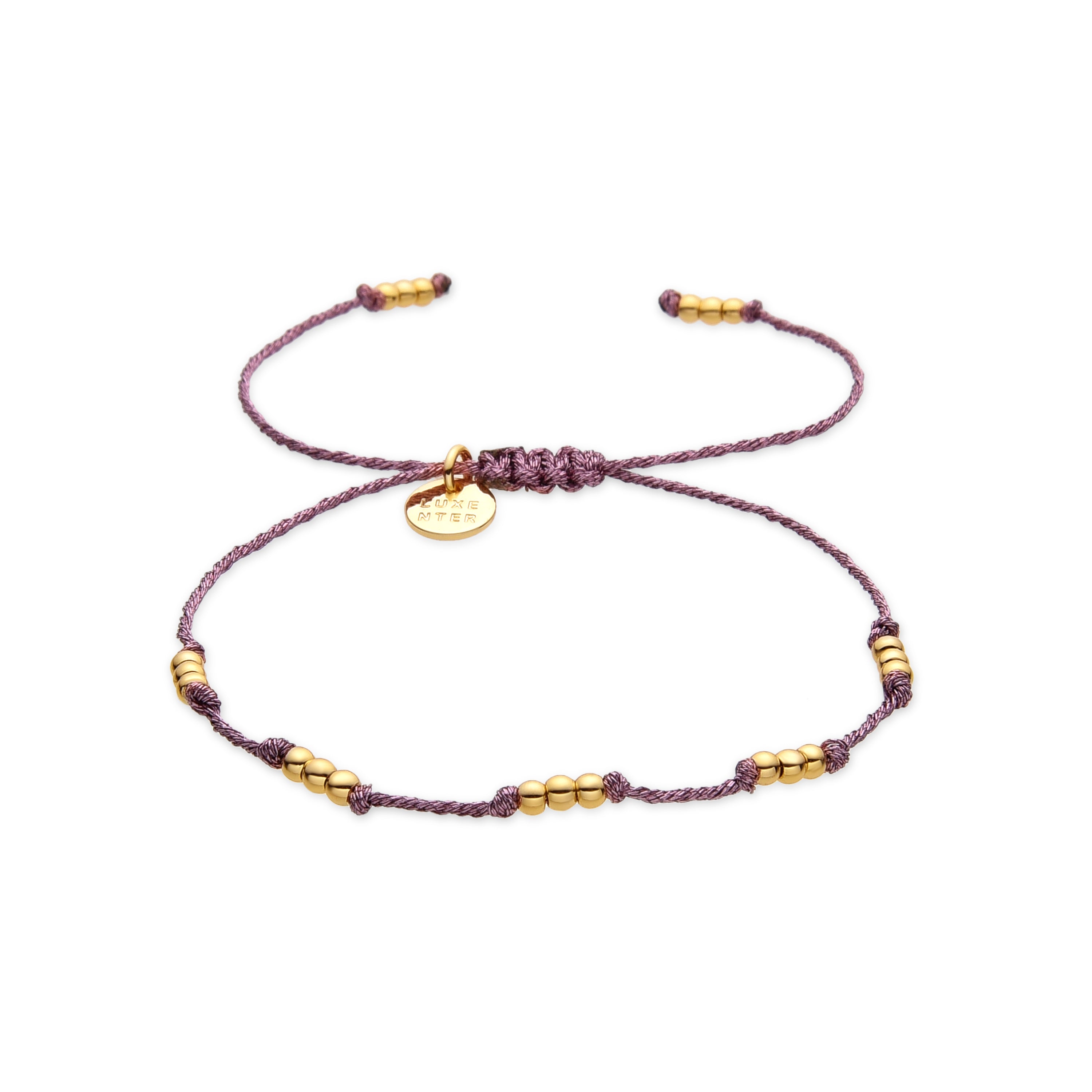 Armband mit 18k Gelbgold-Finish und rosa Baumwolle - Ekilo