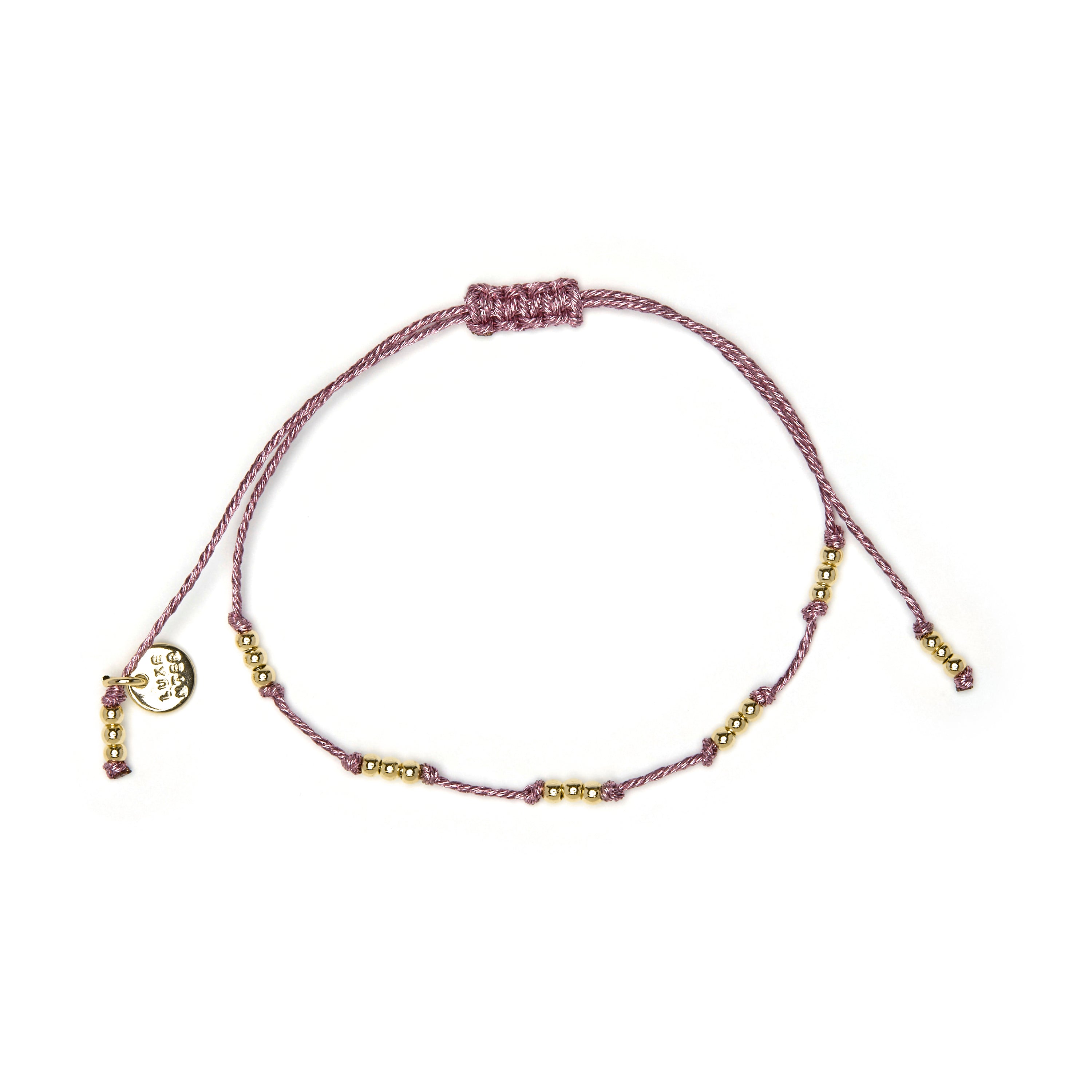 Armband mit 18k Gelbgold-Finish und rosa Baumwolle - Ekilo