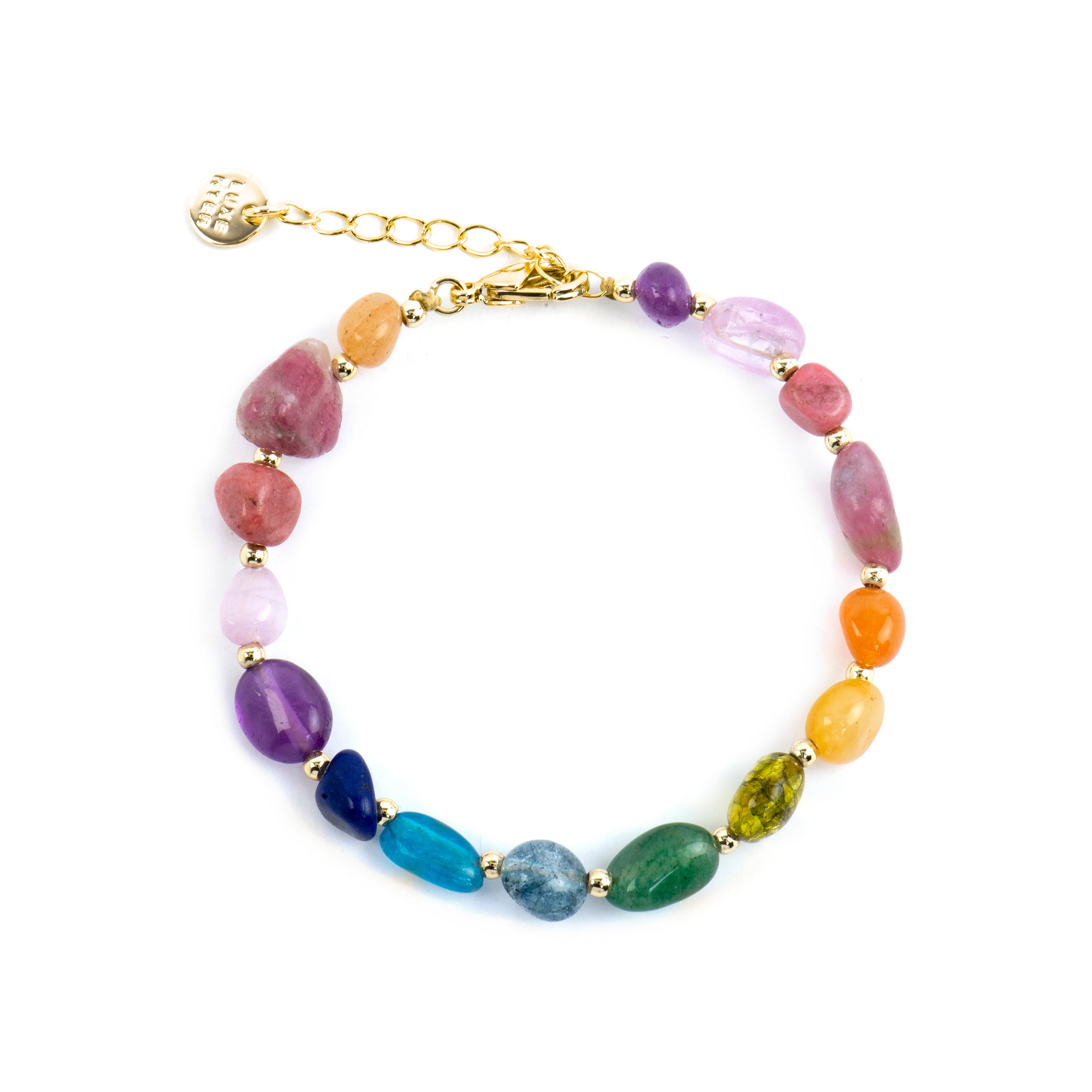 18k Yellow Gold Finish Bracelet with Multicolor Natural Stone - Terma