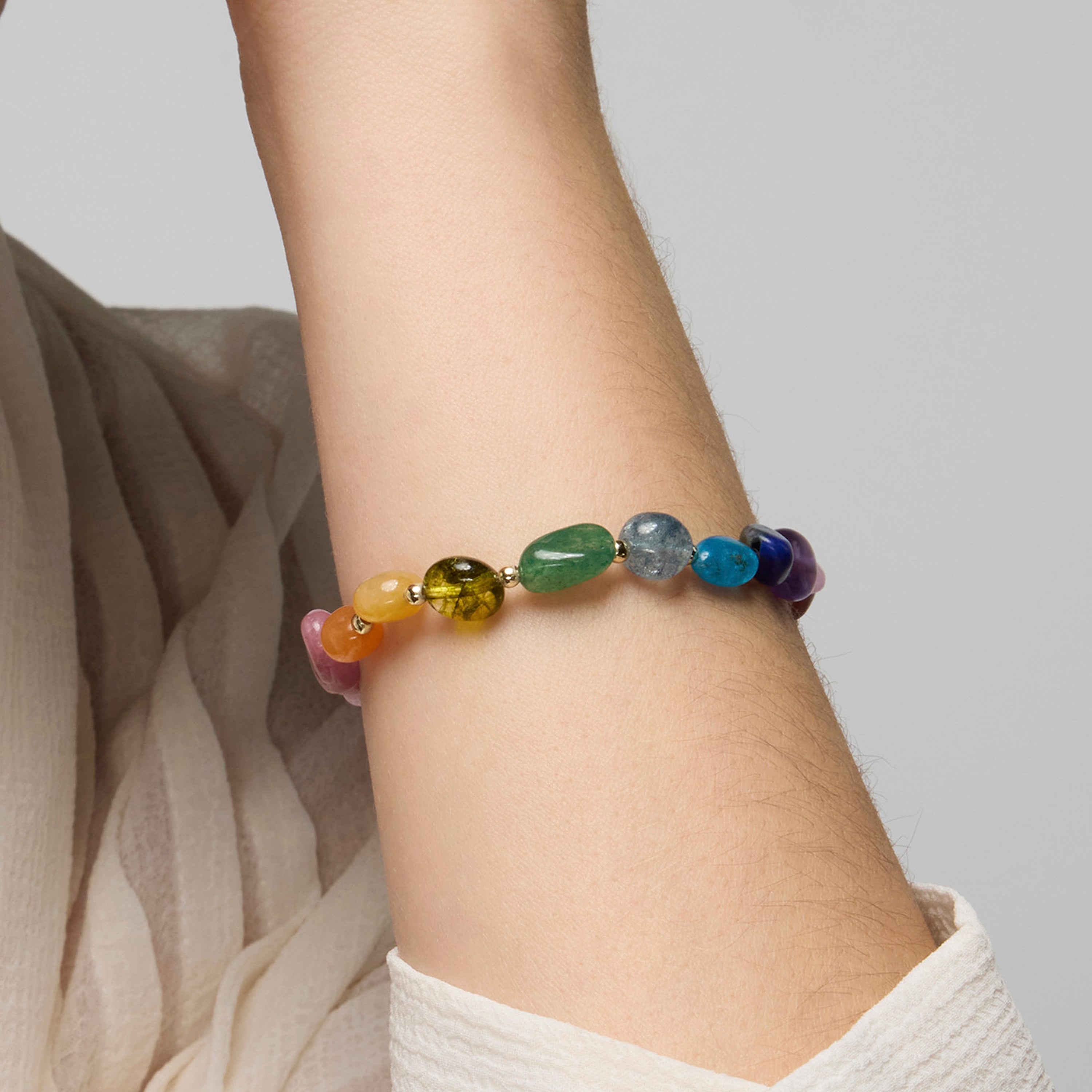 18k Yellow Gold Finish Bracelet with Multicolor Natural Stone - Terma