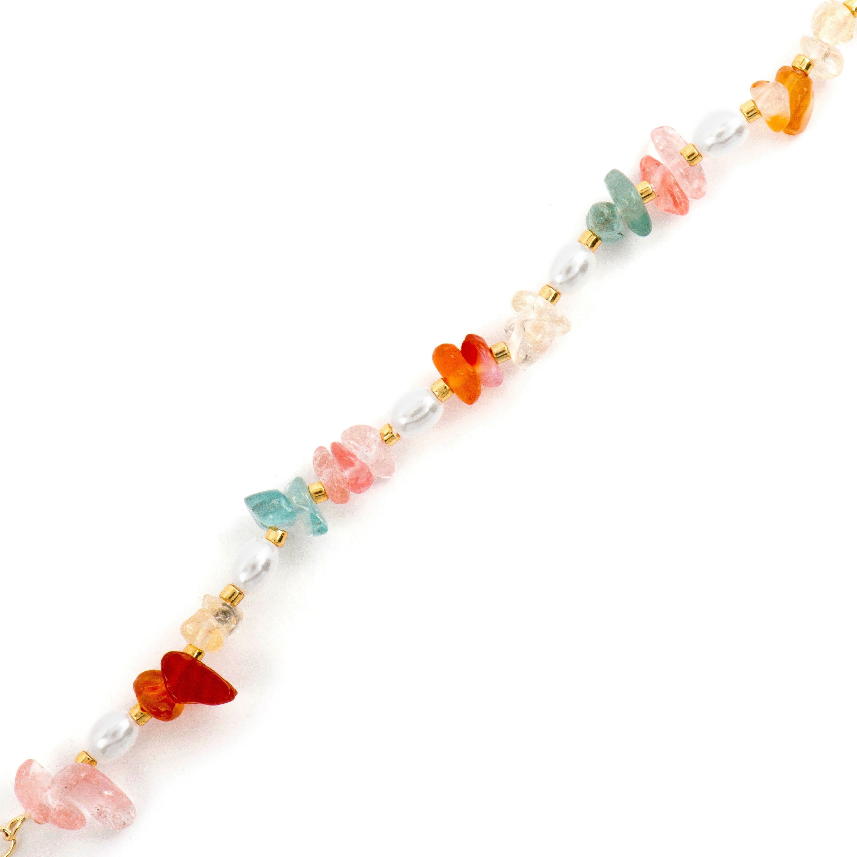 18k Yellow Gold Finish Bracelet with Multicolor Natural Stone - Wenfa
